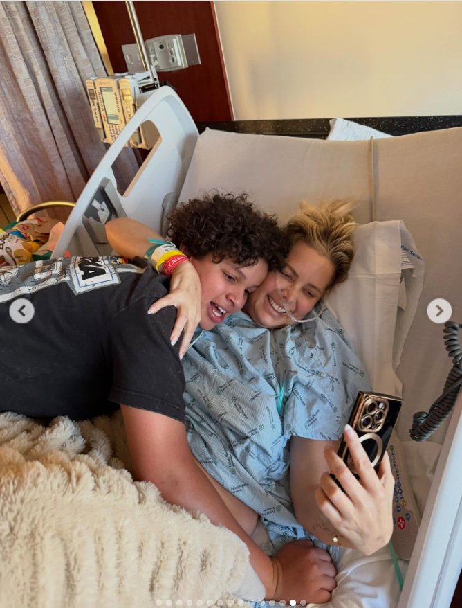 Criscilla Anderson on her sick bed as her son hugs her, as seen from a post dated December 3, 2025. | Source: Insgtagram/criscilla