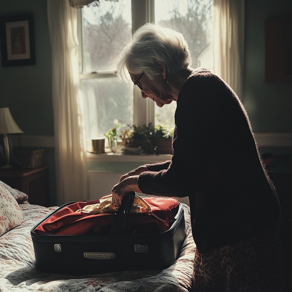 A woman unpacking her bag | Source: Midjourney