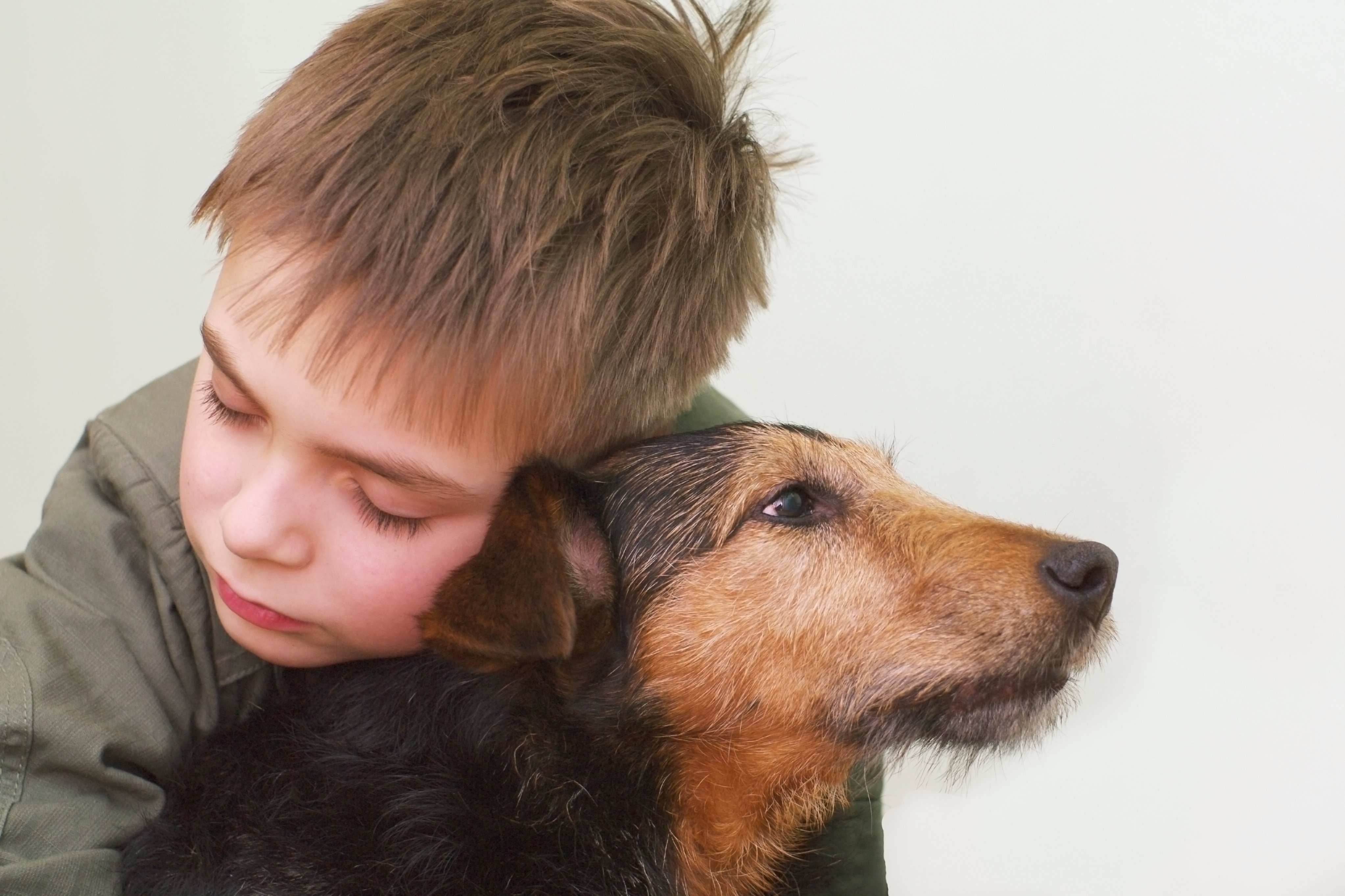 Niño abraza a su perrito. || Fuente: Shutterstock