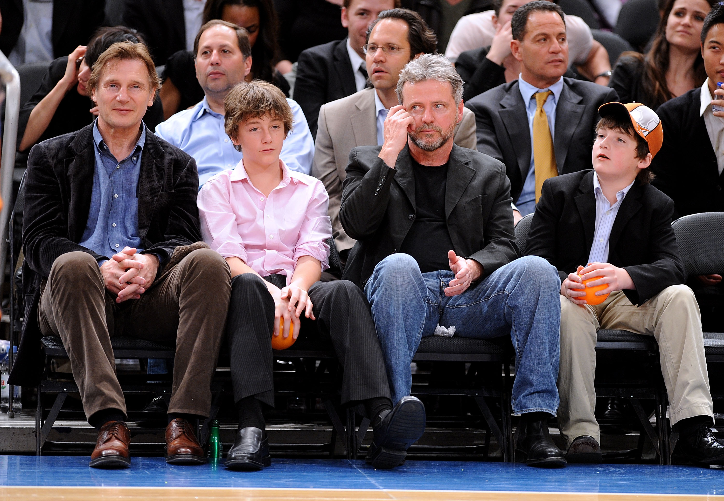 Liam Neeson, Michael Neeson, Aidan Quinn, and Daniel Neeson on April 15, 2009 in New York City | Source: Getty Images