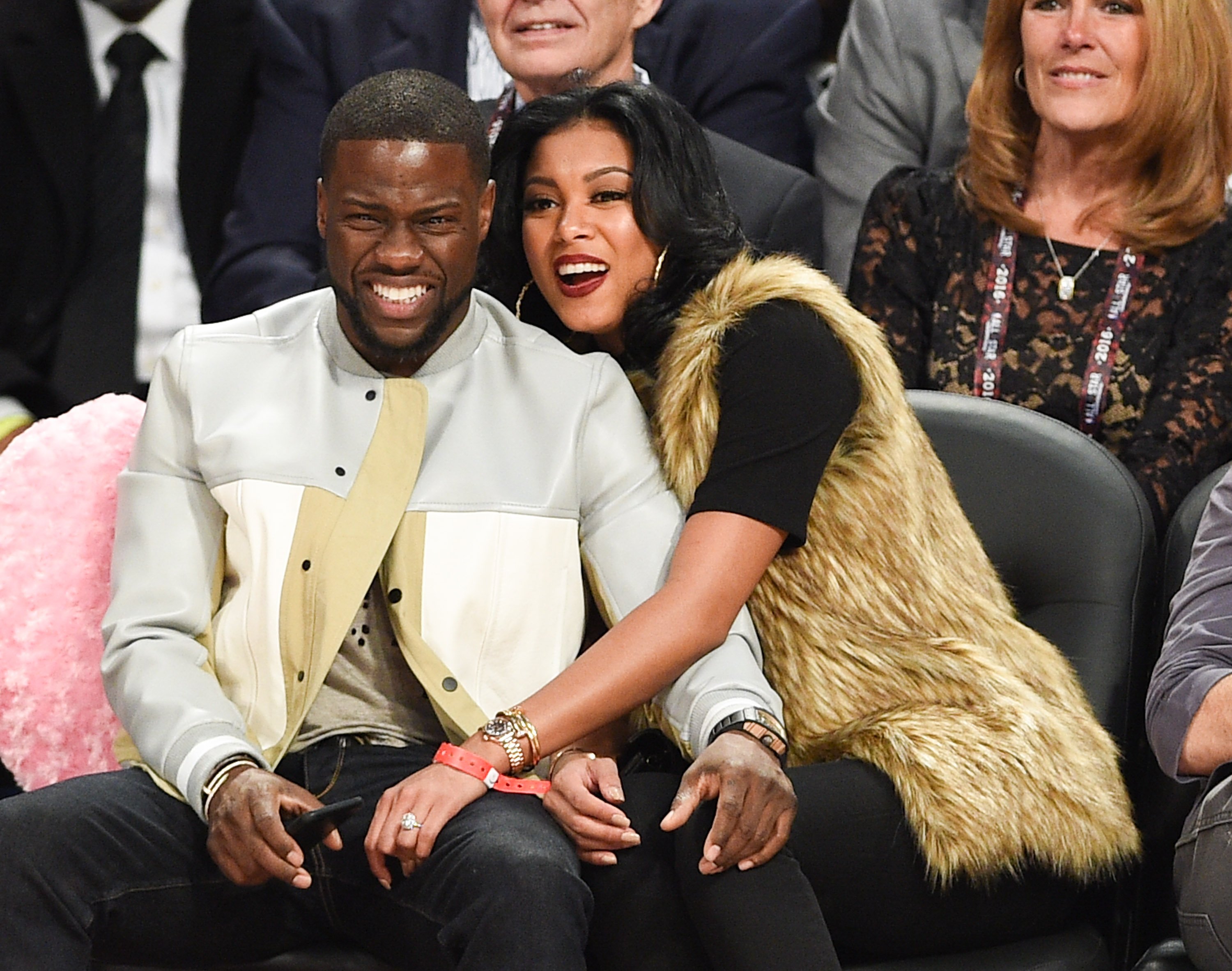Actor Kevin Hart and Eniko Parrish attend the 2016 NBA All-Star Game at Air Canada Centre on February 14, 2016| Photo: Getty images