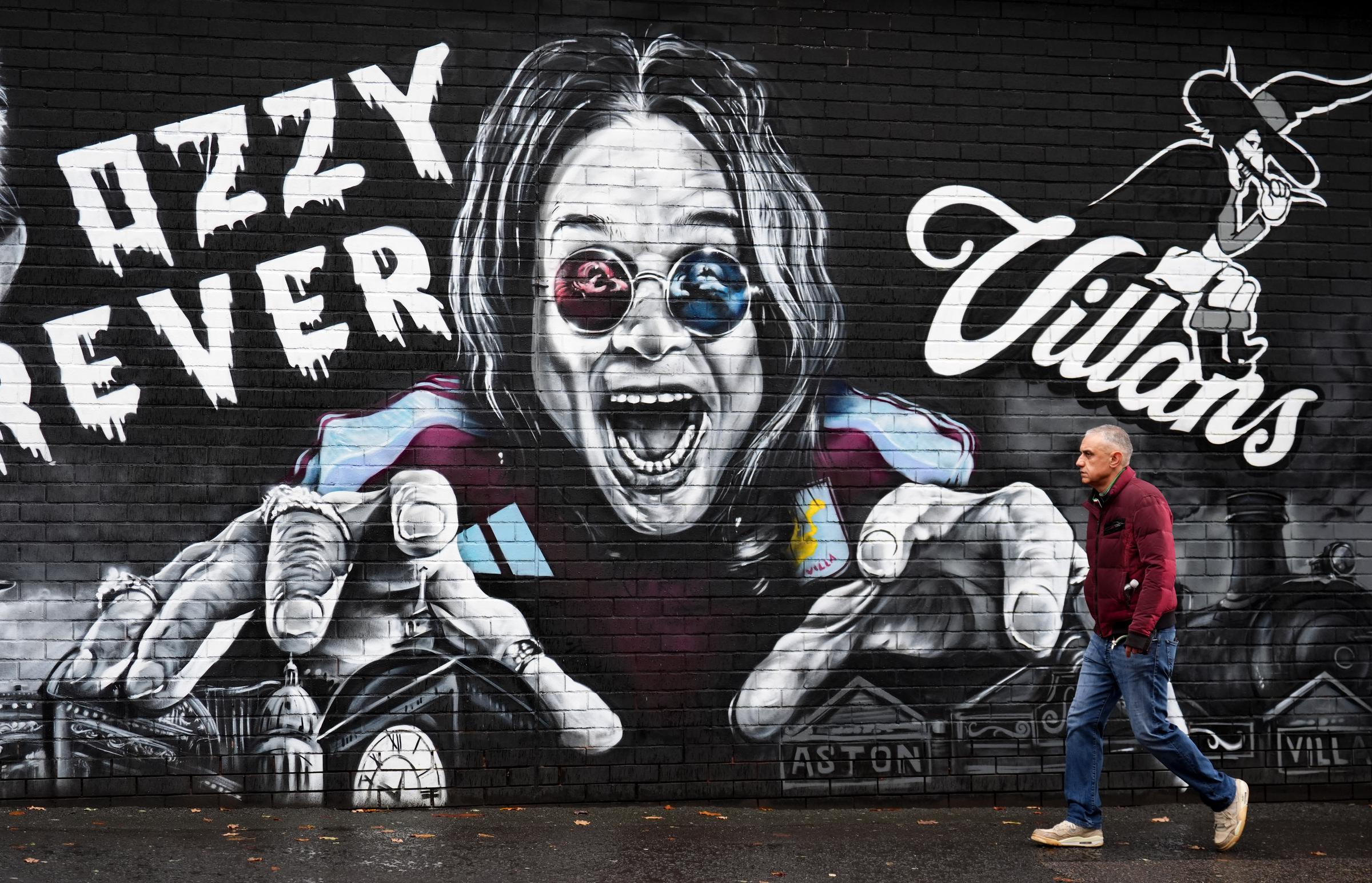 A mural for Ozzy Osbourne in Villa Park in Birmingham, England. | Source: Getty Images