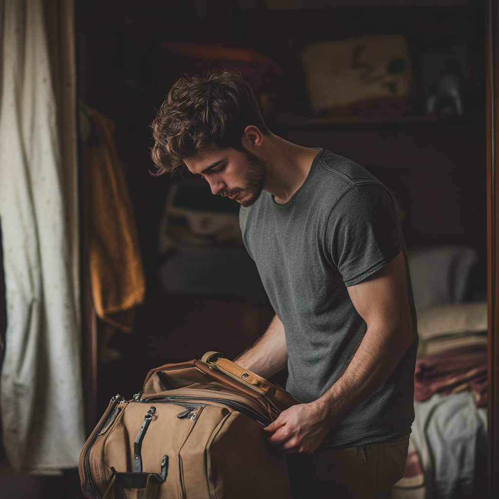 A man packing suitcases | Source: Midjourney