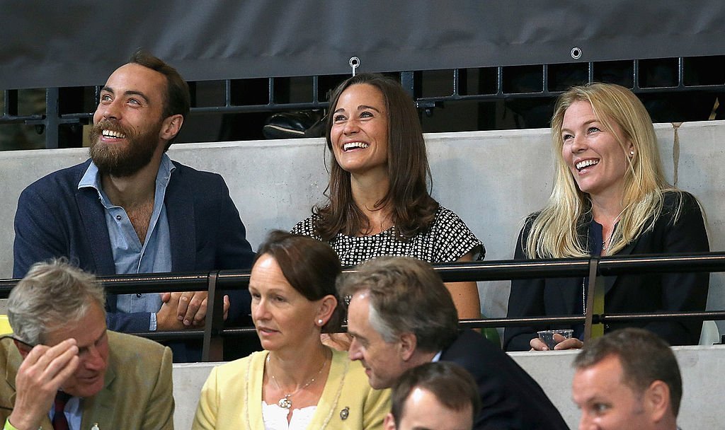 James Middleton, Pippa Middleton and Autumn Phillips watch the wheelchair rugby at the copperbox at Queen Elizabeth park. | Source: Getty Images