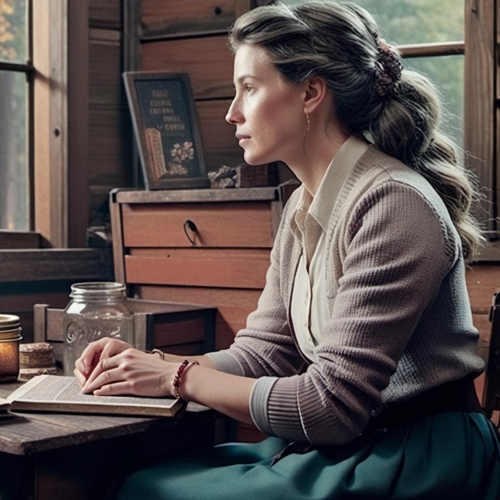 A woman seated at a table, listening with intent | Source: Midjourney