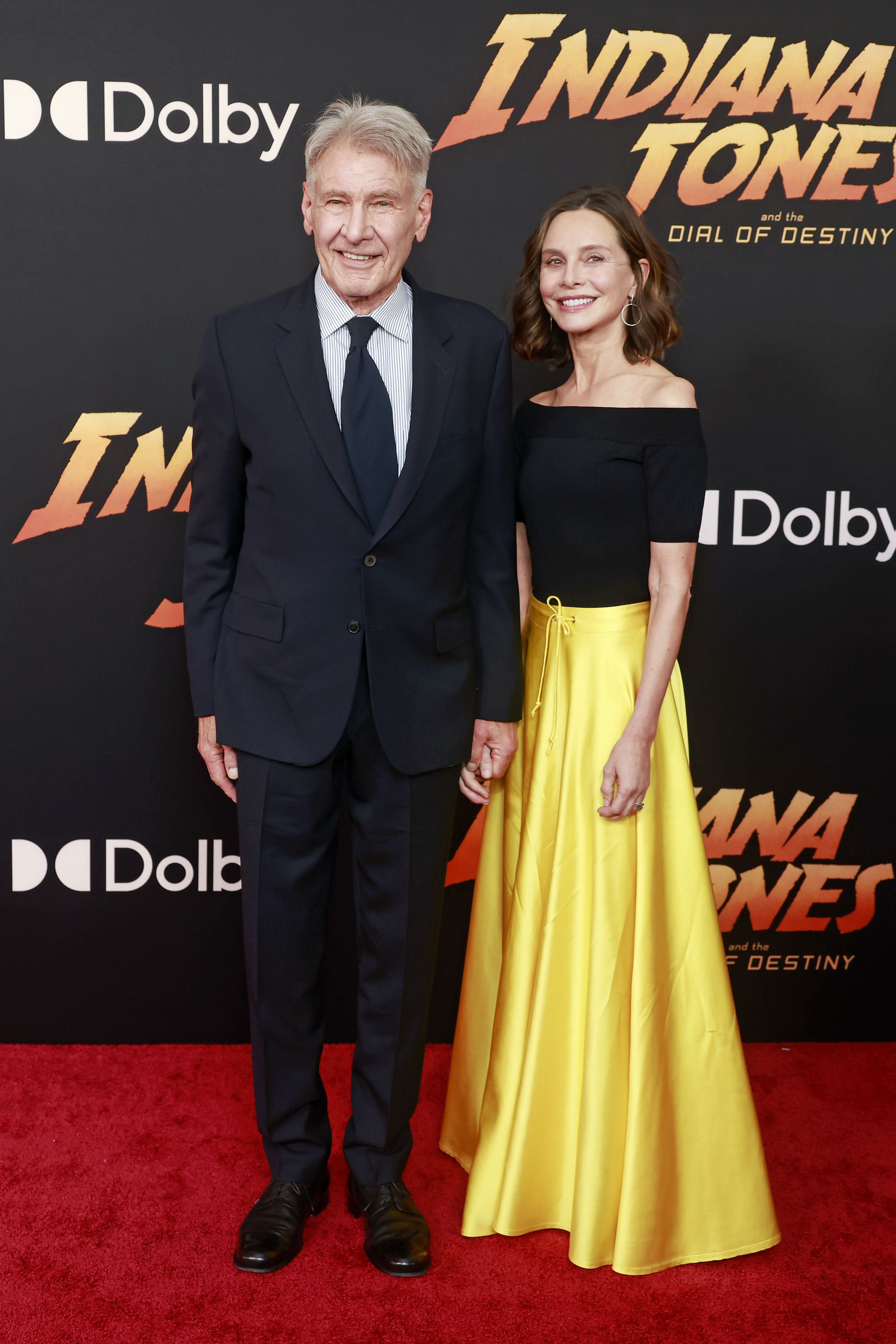 Harrison Ford and Calista Flockhart attend the Los Angeles Premiere of LucasFilms' "Indiana Jones And The Dial Of Destiny" at Dolby Theatre on June 14, 2023 in Hollywood, California. | Source: Getty Images