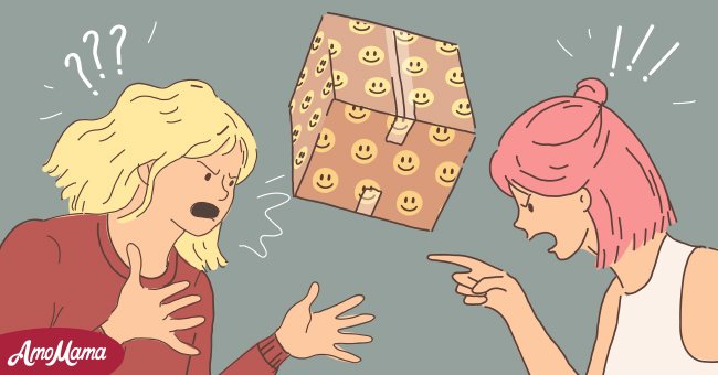 Two girls fighting with box in the middle | Source: AmoMama