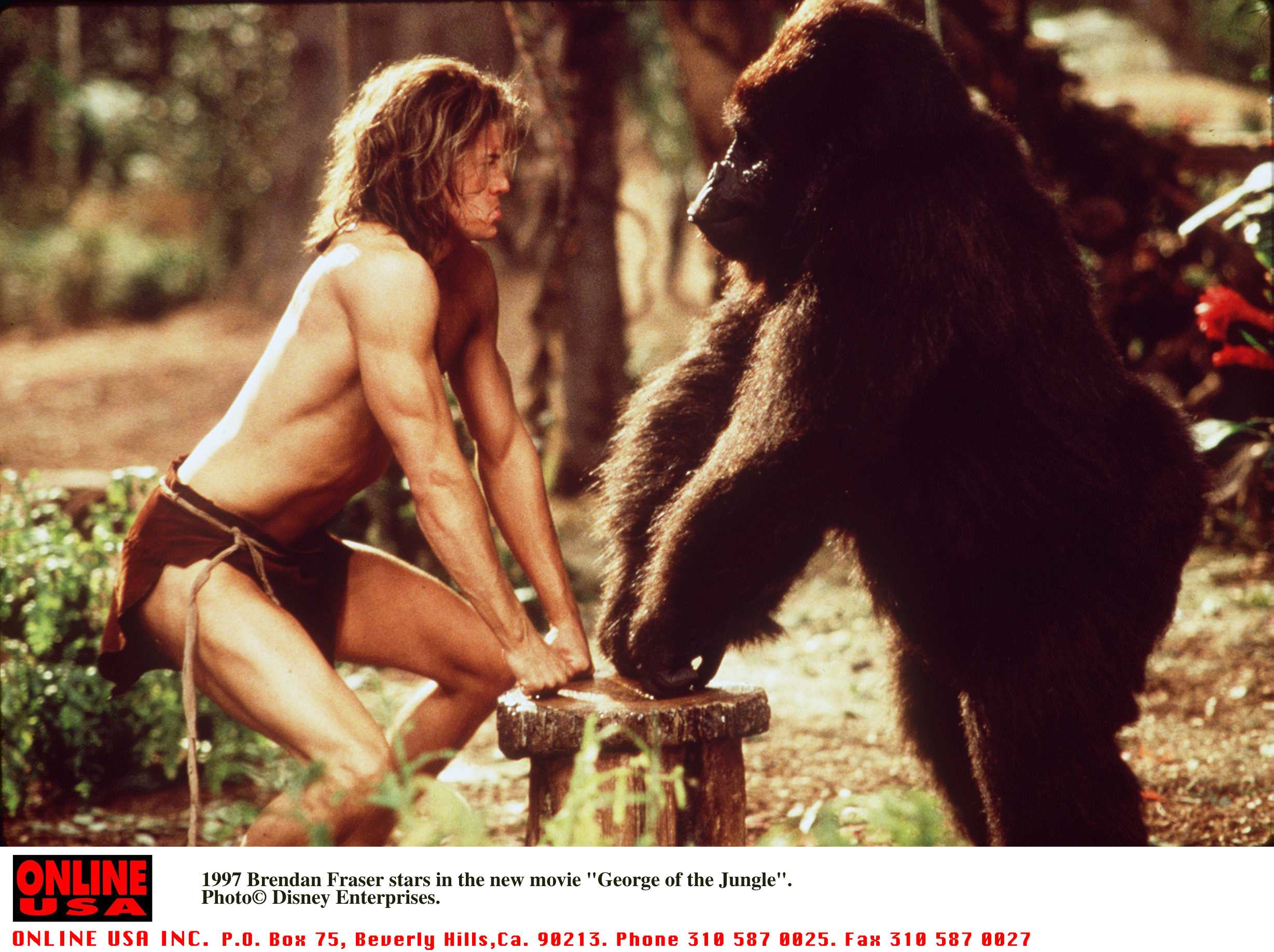 Brendan Fraser starring in the movie "George of the Jungle" June 20, 1997. | Source: Getty Images