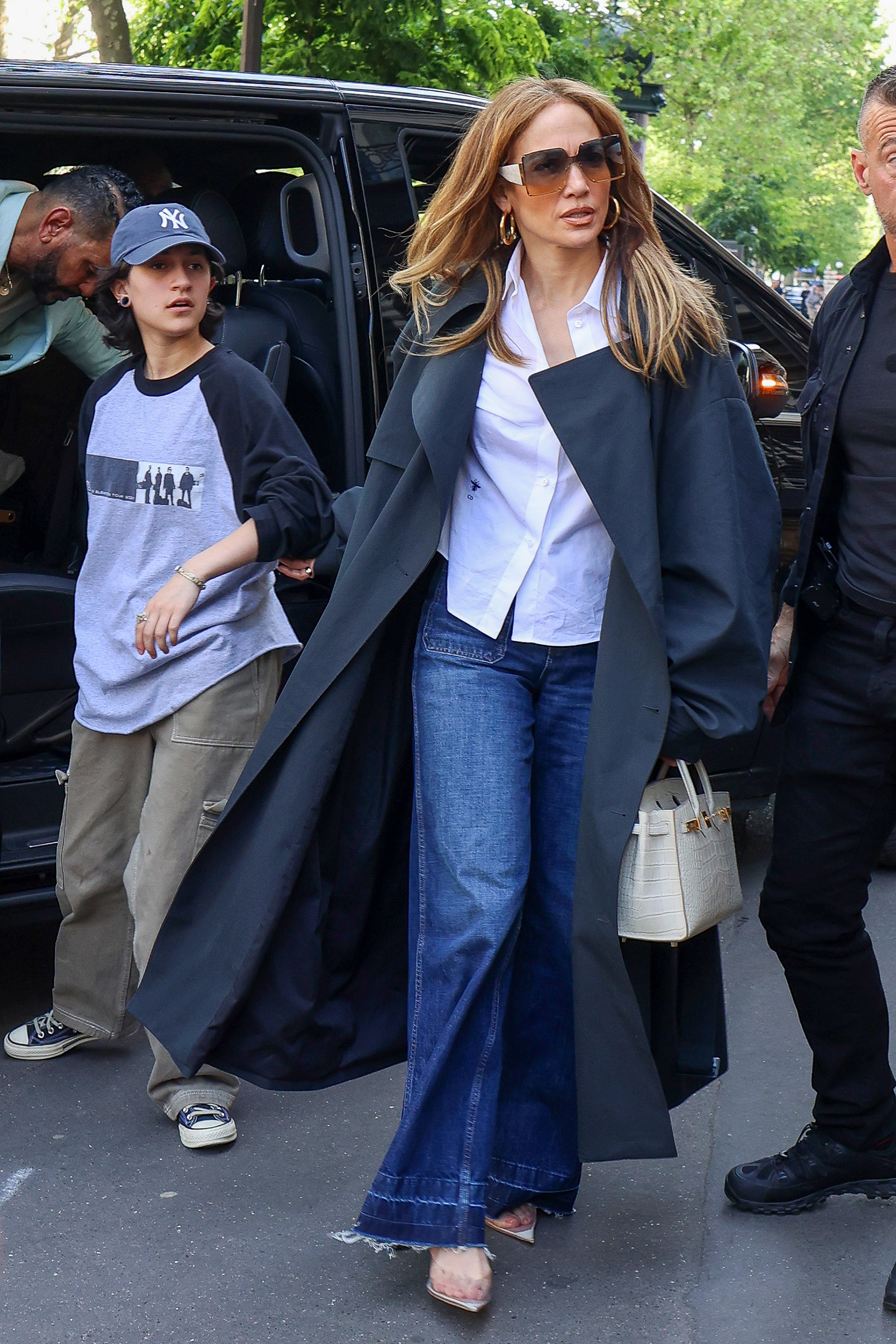 Jennifer Lopez and Emme Muñiz are seen on May 9, 2024, in Paris, France. | Source: Getty Images