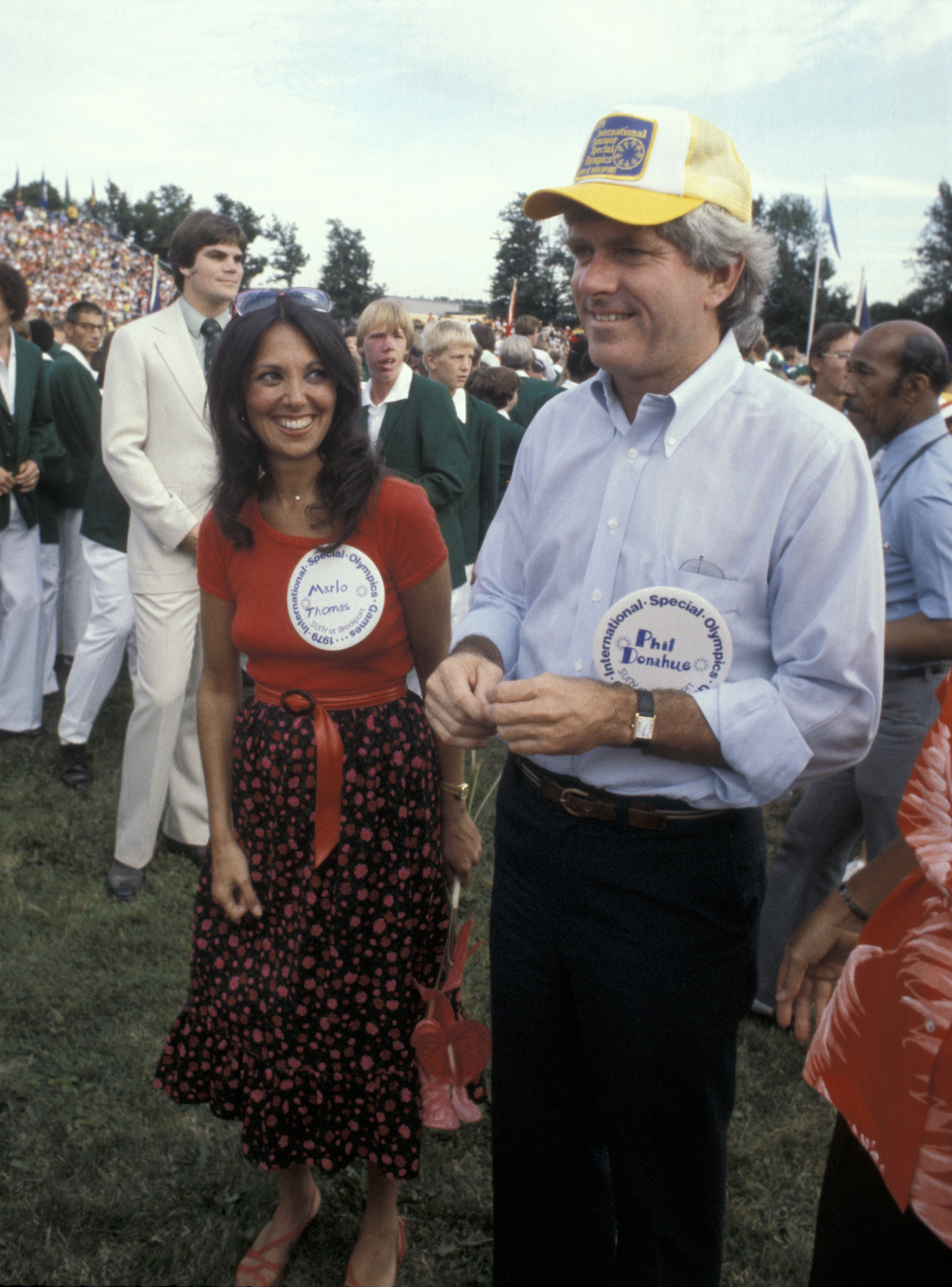 Marlo Thomas and Phil Donahue at the 1979 International Summer Special Olympics in New York, 1979 | Source: Getty Images
