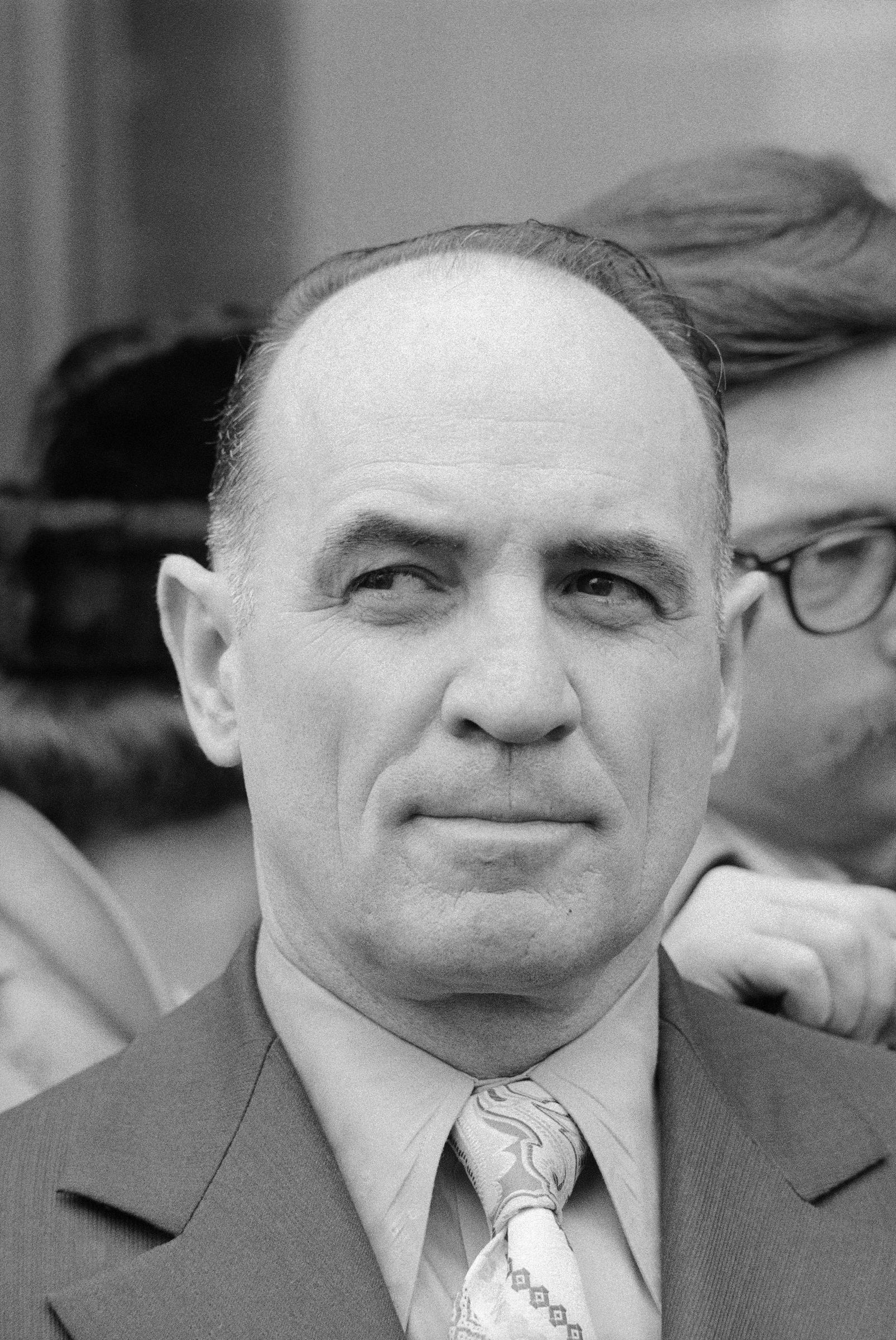 James W. McCord Jr., one of those found guilty in the Watergate Bugging case, leaves court on April 4, 1973 | Source: Getty Images