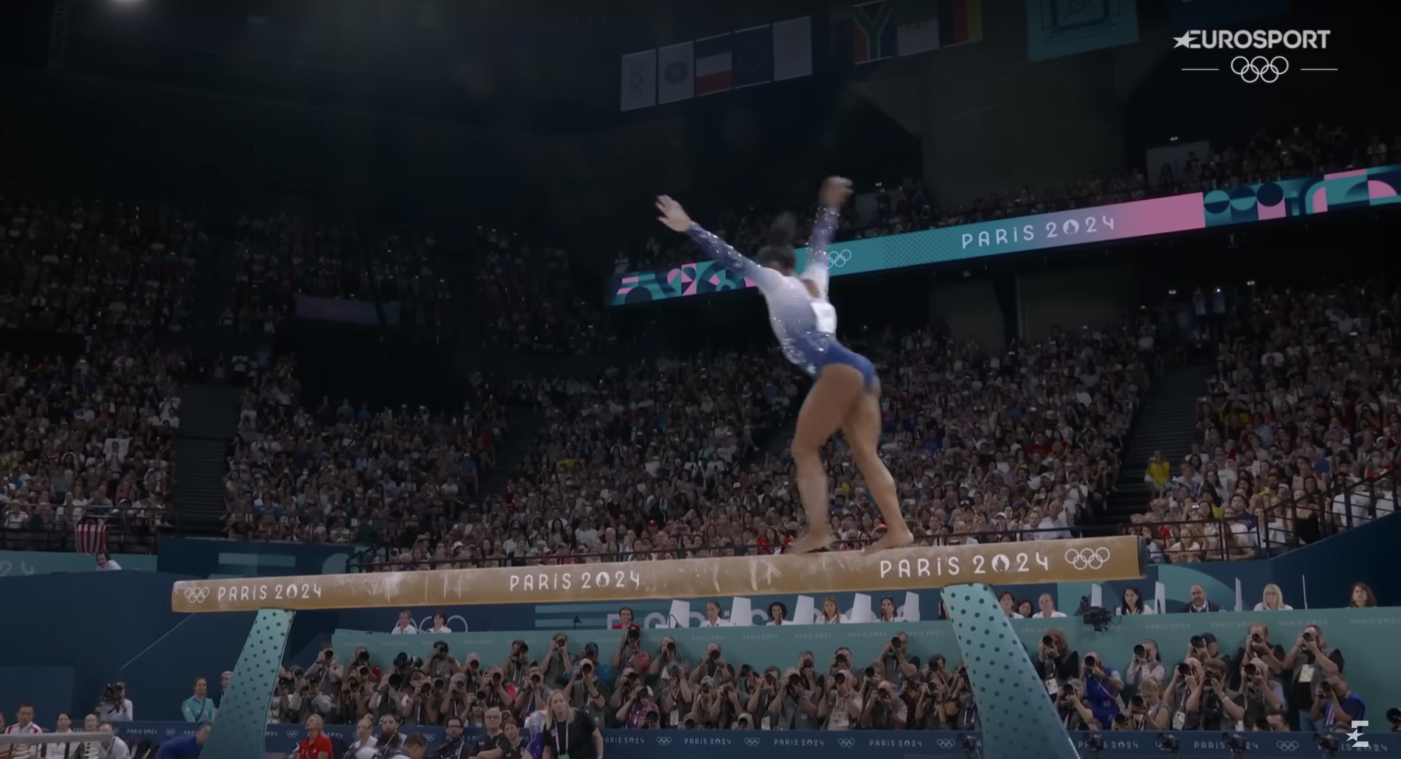 Simone Biles during the women's floor exercise final, posted on August 5, 2024 | Source: YouTube/Eurosport