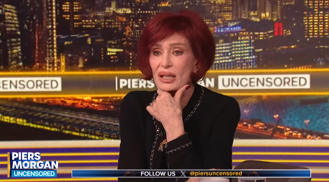 Sharon Osbourne gestures while speaking emotionally during her interview on "Piers Morgan Uncensored"  | Source: Youtube/PiersMorganUncensored