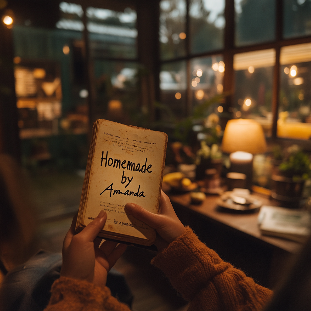 A person holding a list of recipes labeled "Homemade by Amanda" | Source: Midjourney