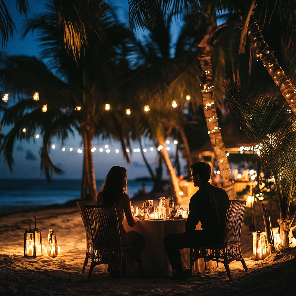 A couple having dinner at a restaurant | Source: Midjourney