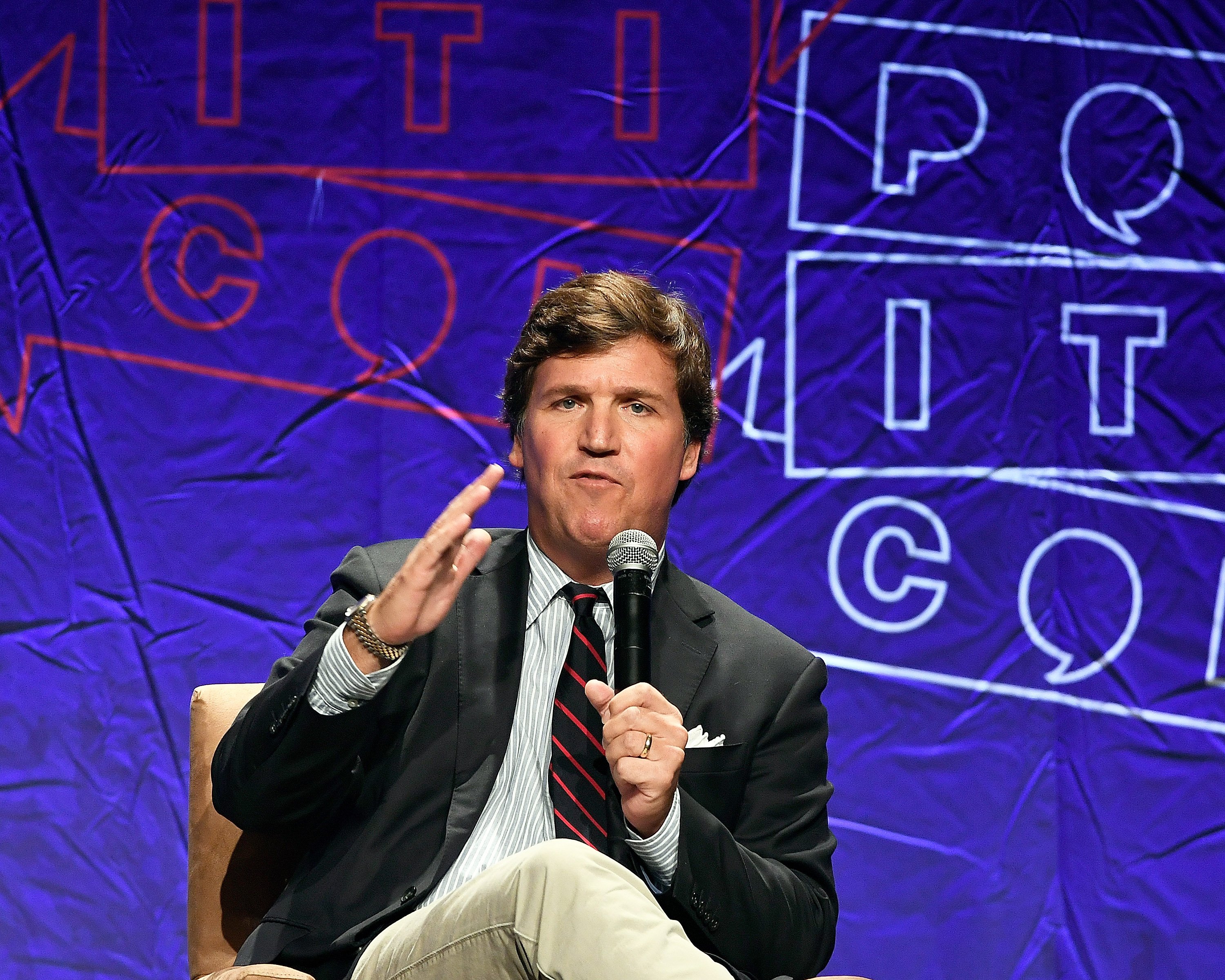 Tucker Carlson speaks during Politicon 2018 at Los Angeles Convention Center on October 21, 2018, in Los Angeles, California | Source: Getty Images