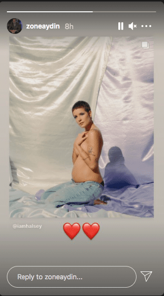 Alev Aydin leaves two heart emoji's on his Insta Stories following Halsey's pregnancy anouncement, January, 2021. | Photo: Instagram/zoneaydin.