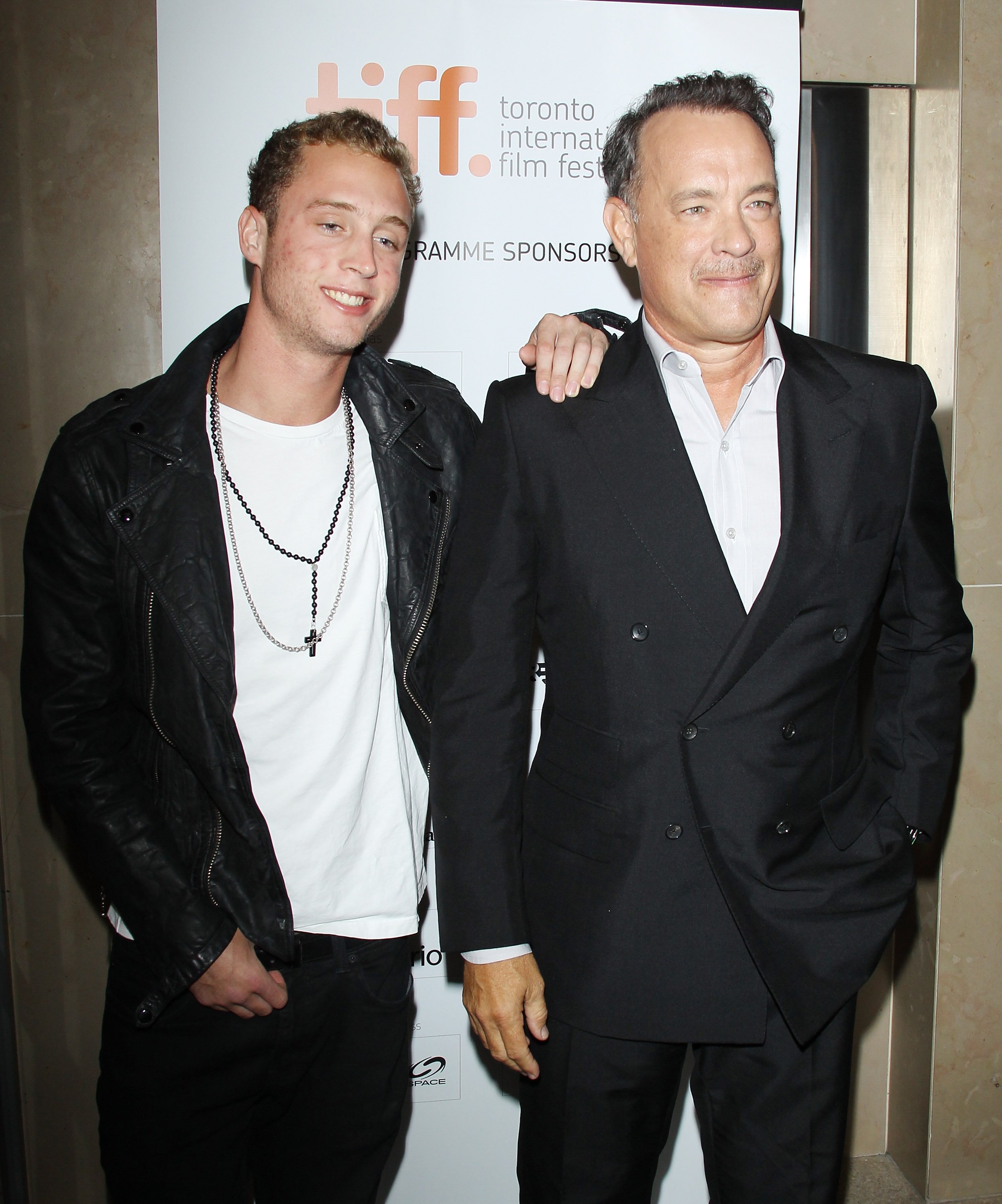 Tom Hanks and son Chet Hanks arrive at "Cloud Atlas" premiere during the 2012 Toronto International Film Festival on September 8, 2012. | Source: Getty Images