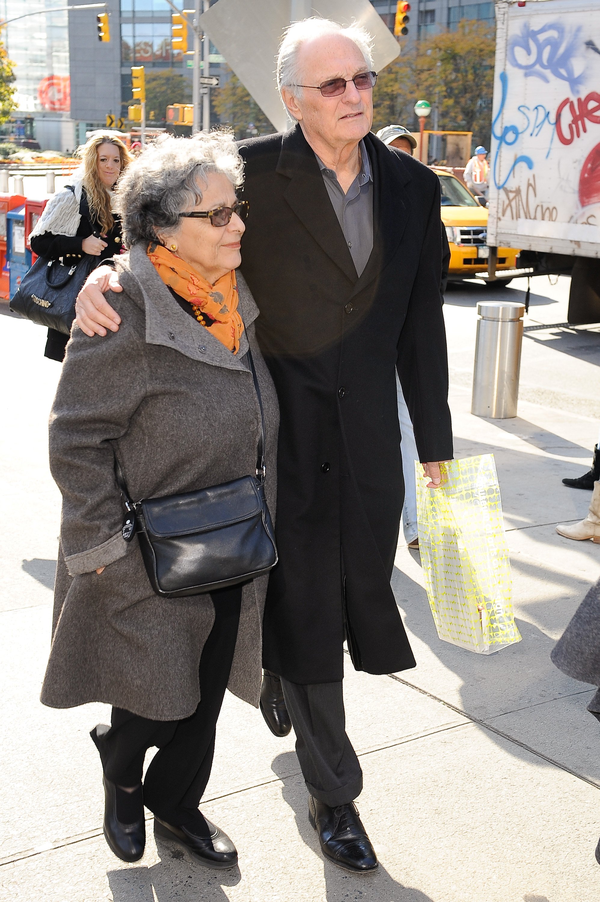 Alan Alda and Arlene Alda walk in Midtown Manhattan on November 3, 2010 in New York City ┃Source: Getty Images