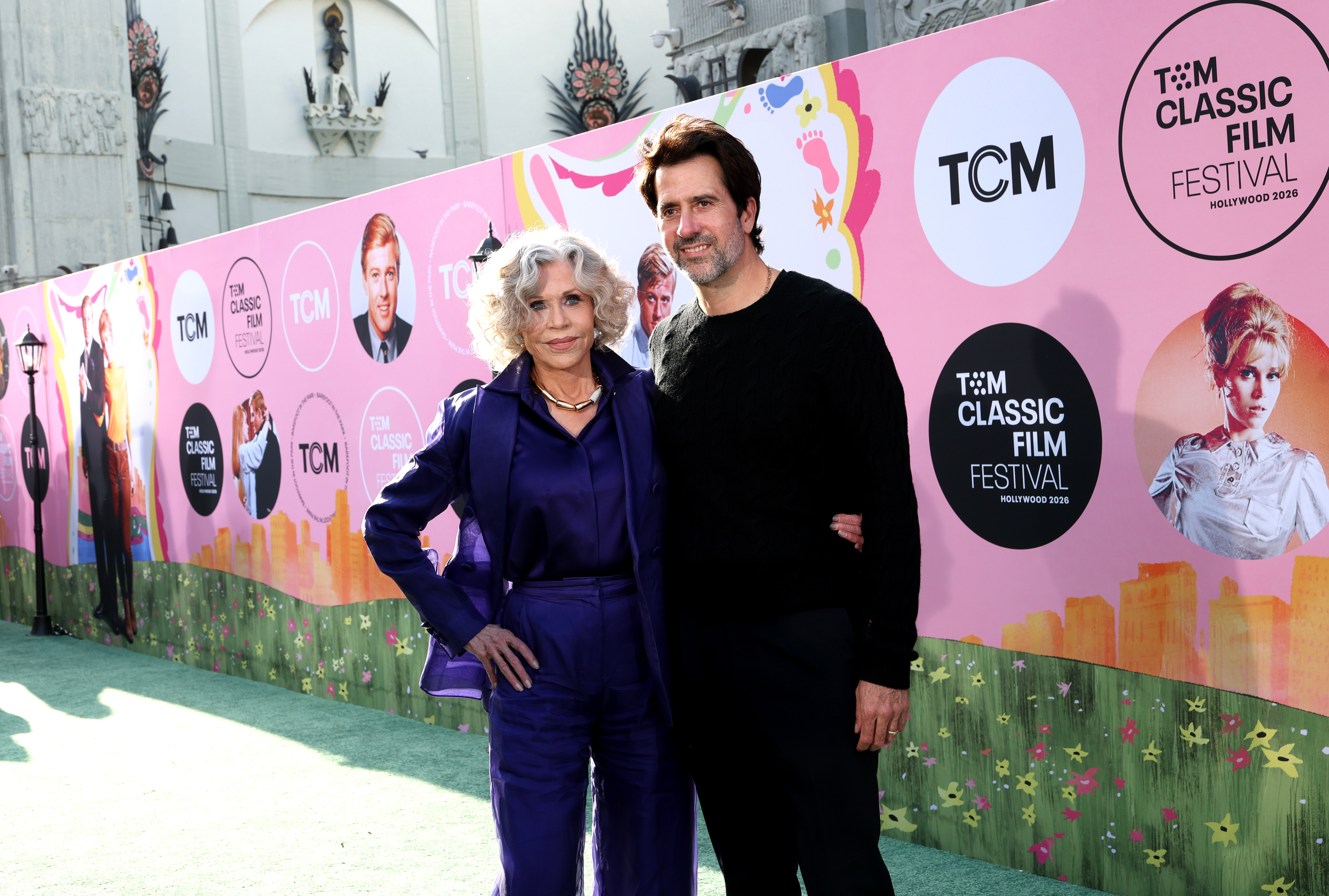 Jane Fonda and Troy Garity attend the TCM Classic Film Festival Opening Night Gala screening of "Barefoot In The Park" at TCL Chinese Theatre on April 30, 2026, in Hollywood, California | Source: Getty Images