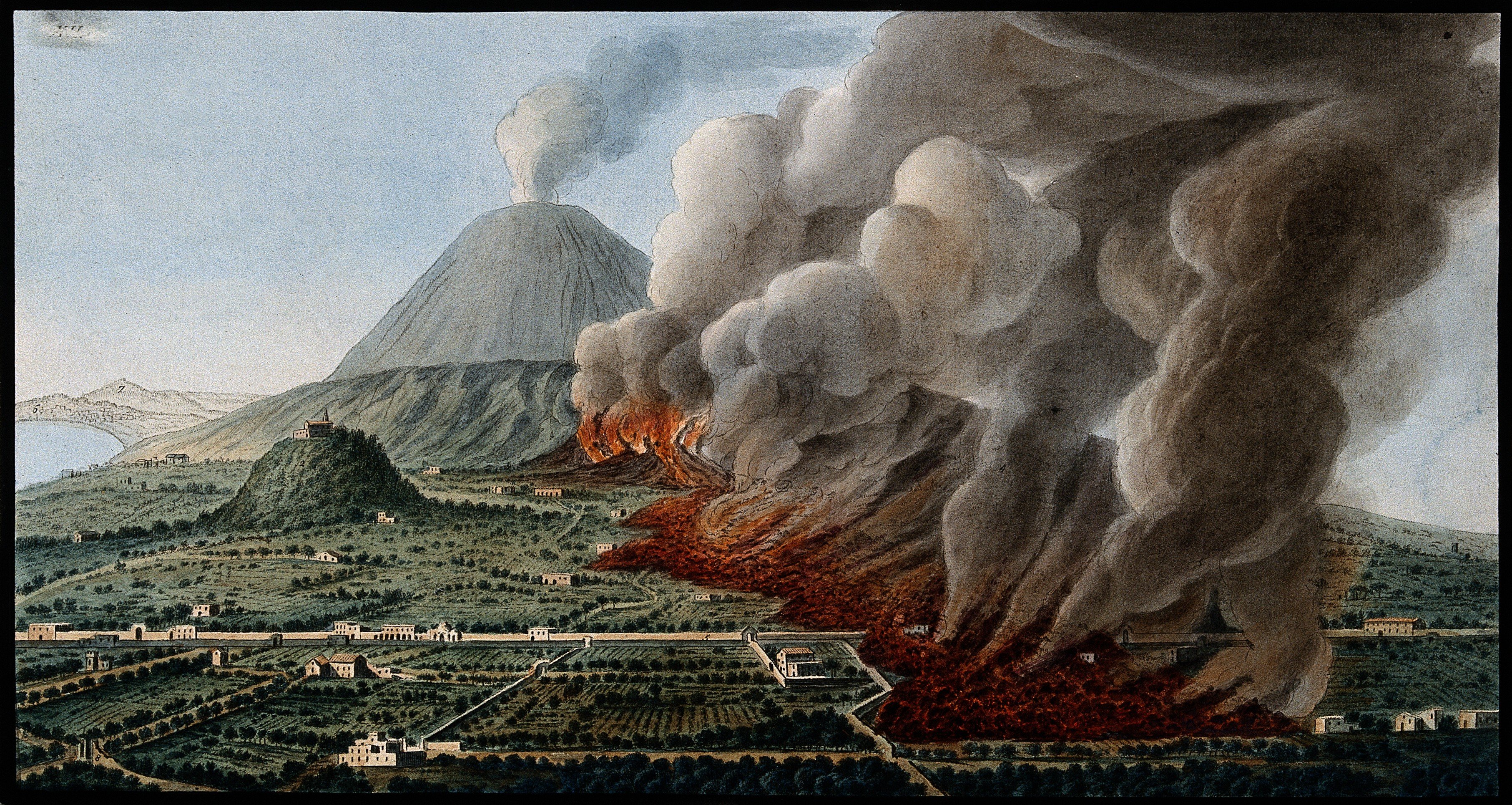 Mount Vesuvius: a volcanic eruption at the foot of the mountain | Source: Wikimedia Commons