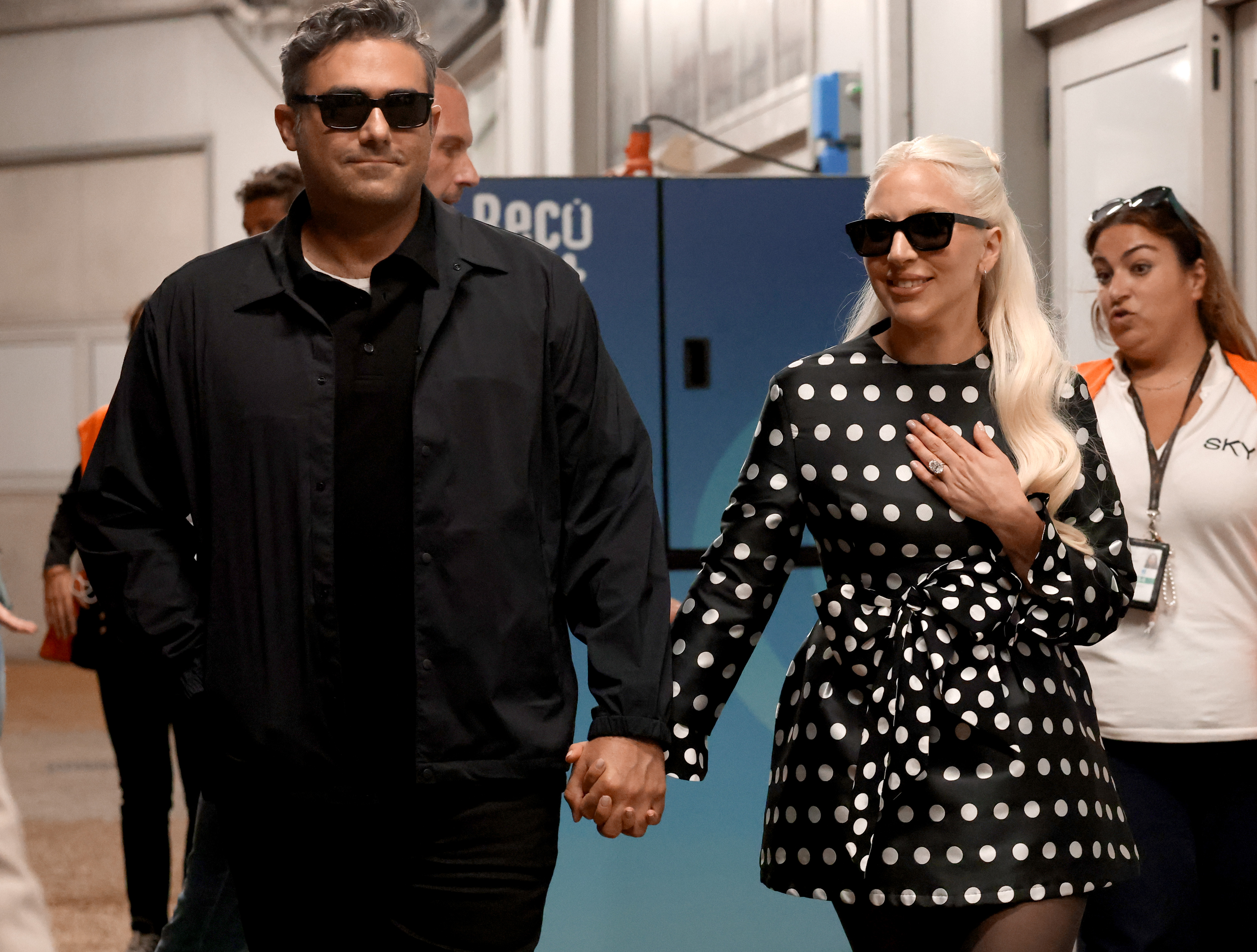 Lady Gaga arrives with Michael Polansky during the 81st Venice International Film Festival on September 2, 2024, in Italy | Source: Getty Images