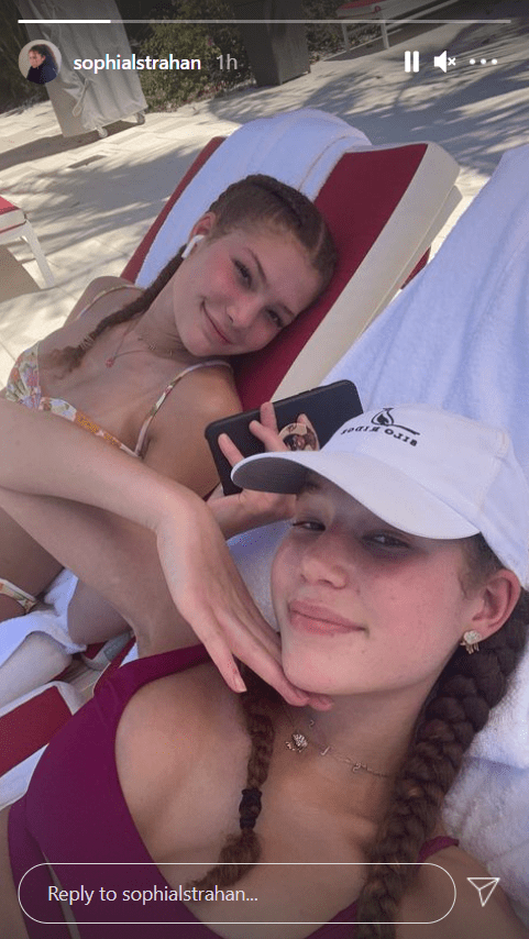 Screenshot of photo of Isabella and Sophia Strahan smiling in sun loungers | Source: Instagram/sophiastrahan