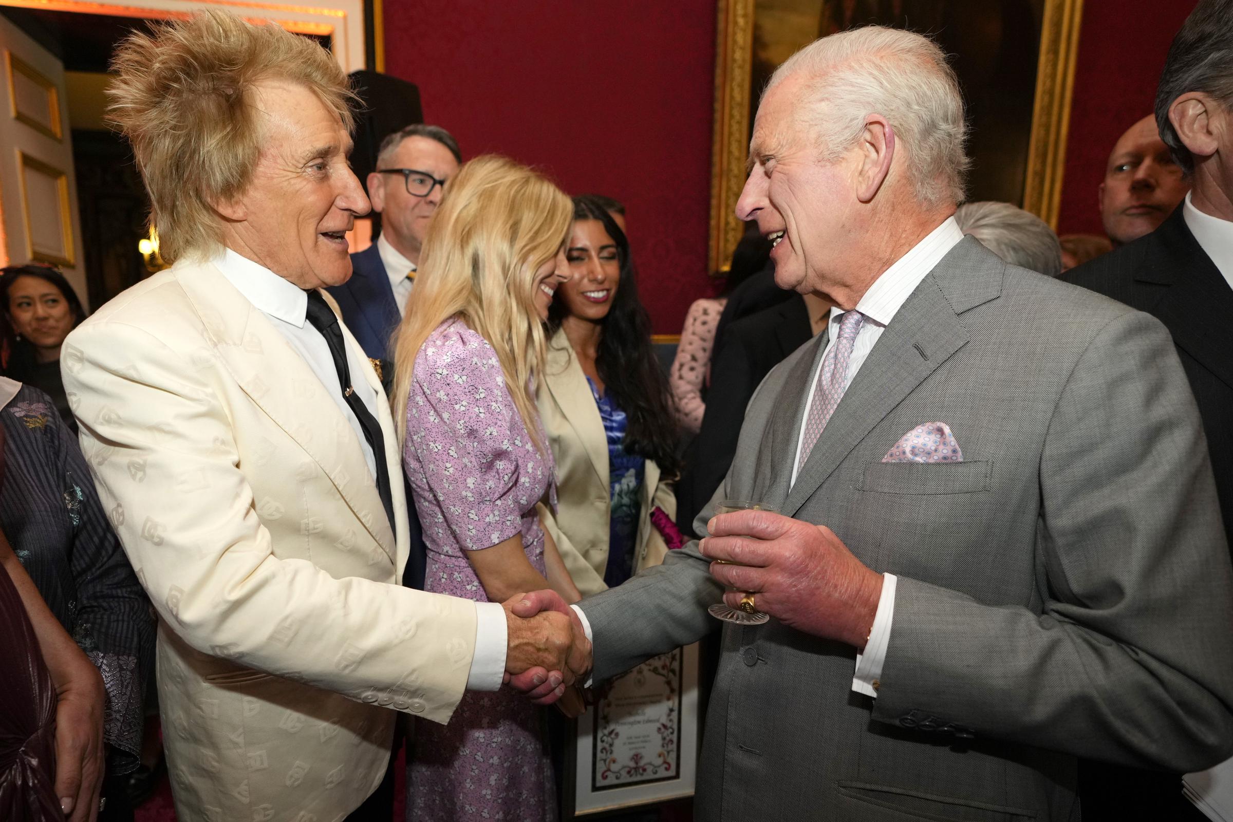 Rod Stewart and King Charles III at the Kings Foundation Awards at St. Jamess Palace on June 11, 2024, in London, England. | Source: Getty Images