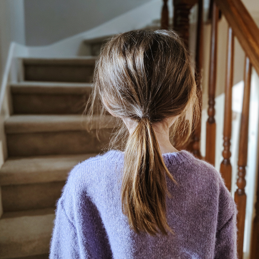 A little girl walking up a staircase | Source: Midjourney