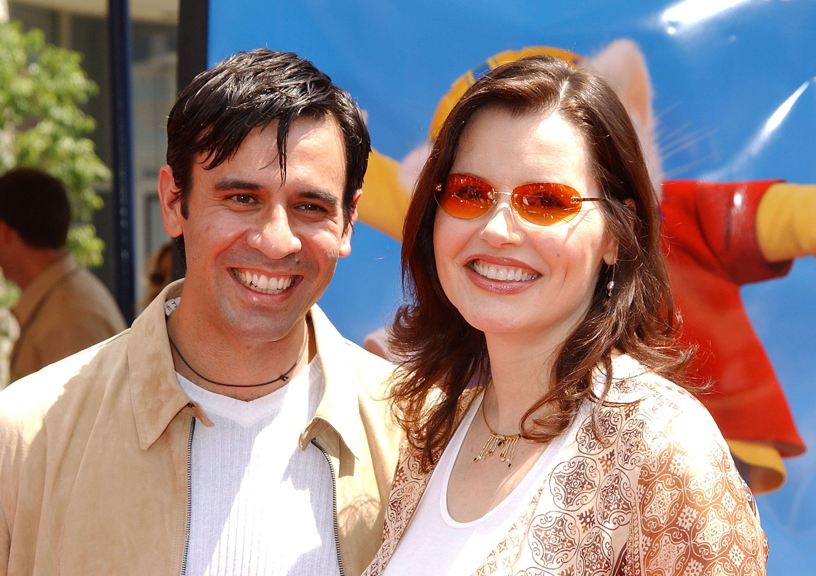 Geena Davis and her husband Reza Jarrahy during "Stuart Small 2" premiered at the Mann Village Theater in Westwood, CA.  / Source: Getty Images