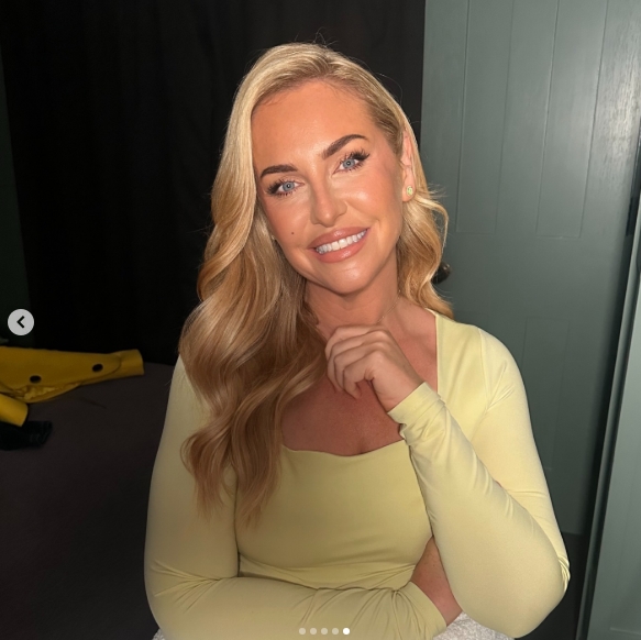 Josie Gibson smiled for the camera in a softly lit snap, showing off glowing skin and styled blonde waves in a post shared on 2 April 2026. | Source: Instagram/makeupbymellyj