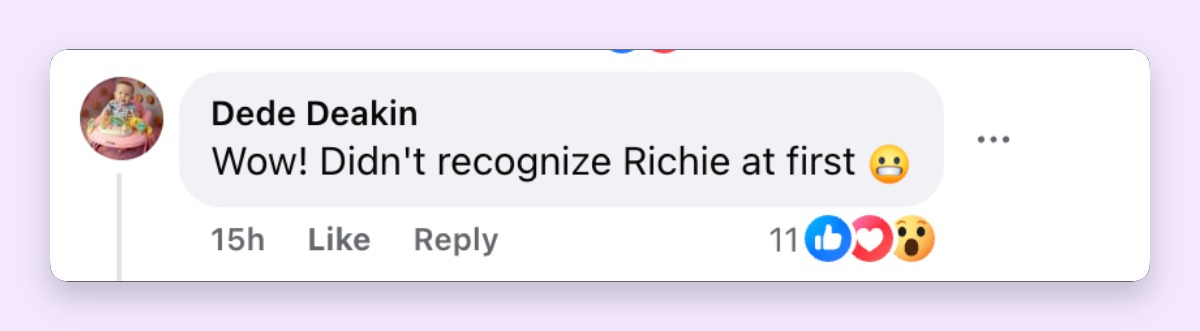 A netizen's comment about Richie Sambora's appearance at his daughter's wedding on May 16, 2026 | Source: Facebook/People