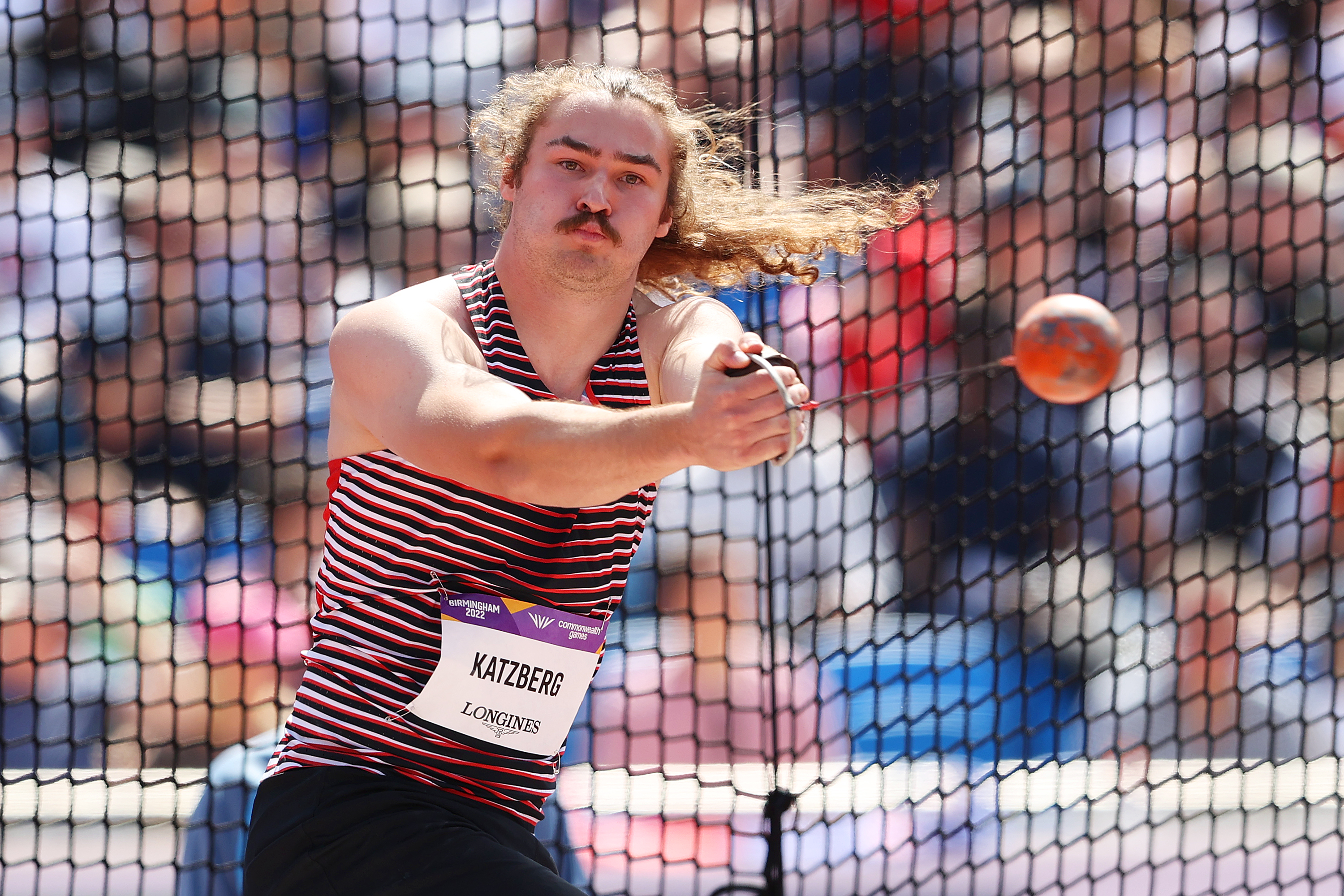 Ethan Katzberg competes during the Men's Hammer Throw Final on day nine of the Birmingham 2022 Commonwealth Games at Alexander Stadium on August 06, 2022, on the Birmingham, England. | Source: Getty Images