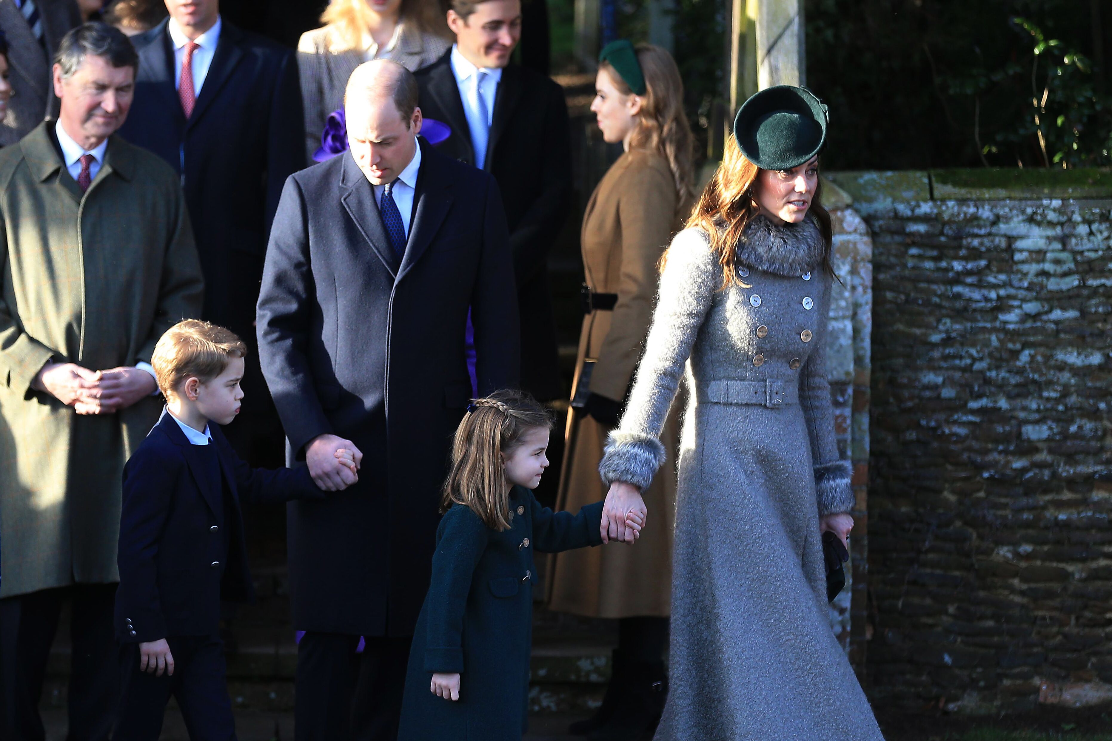 Prince William, Duke of Cambridge, Prince George, Princess Charlotte and Catherine, Duchess of Cambridge attend the Christmas Day Church service at Church of St Mary Magdalene on the Sandringham estate in King's Lynn, United Kingdom | Photo: Getty Images