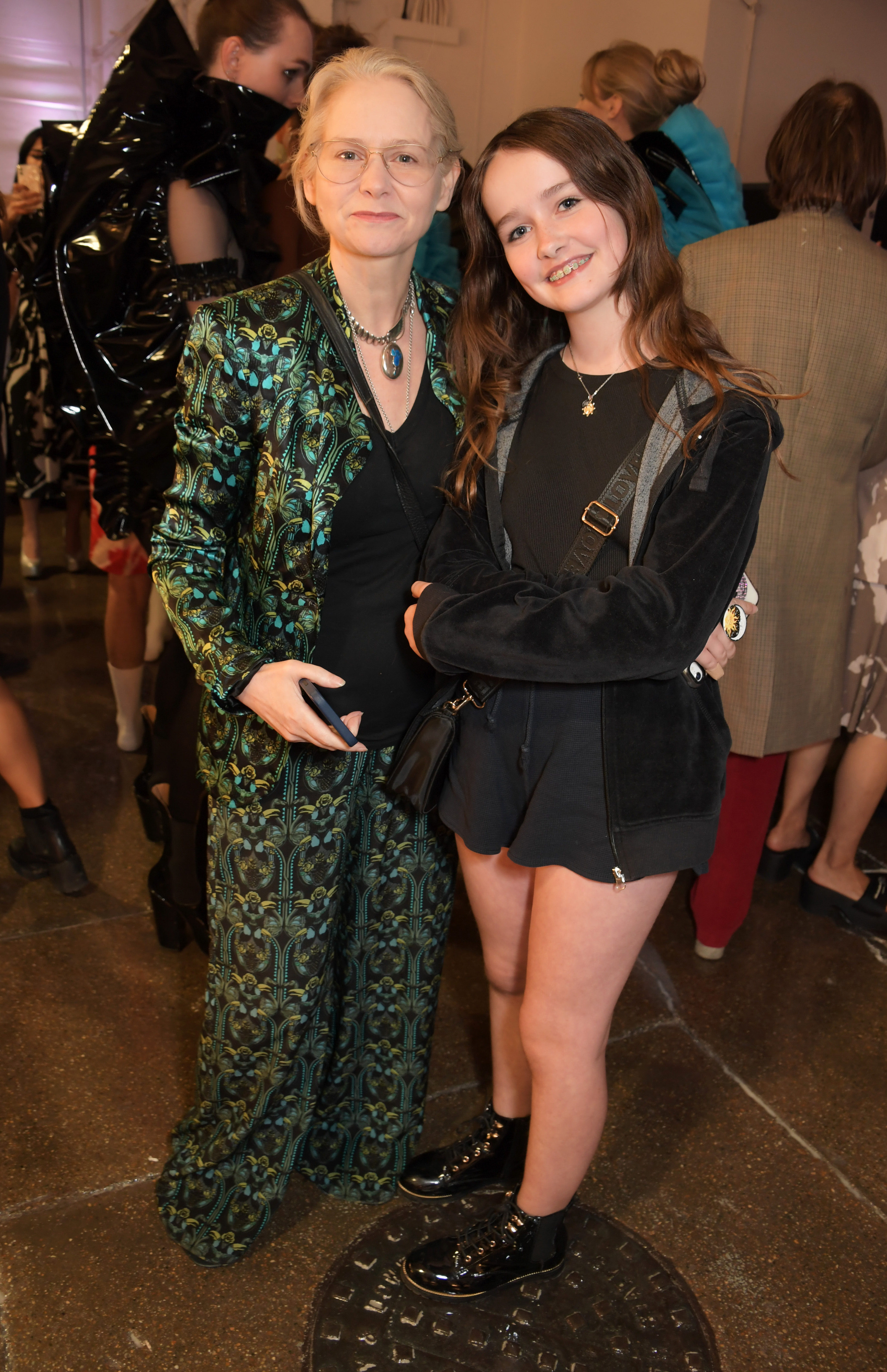 Lee Starkey and her daughter Ruby Tiger Mehler pose backstage at the Pam Hogg Show during London Fashion Week on September 17, 2022, in London, England | Source: Getty Images