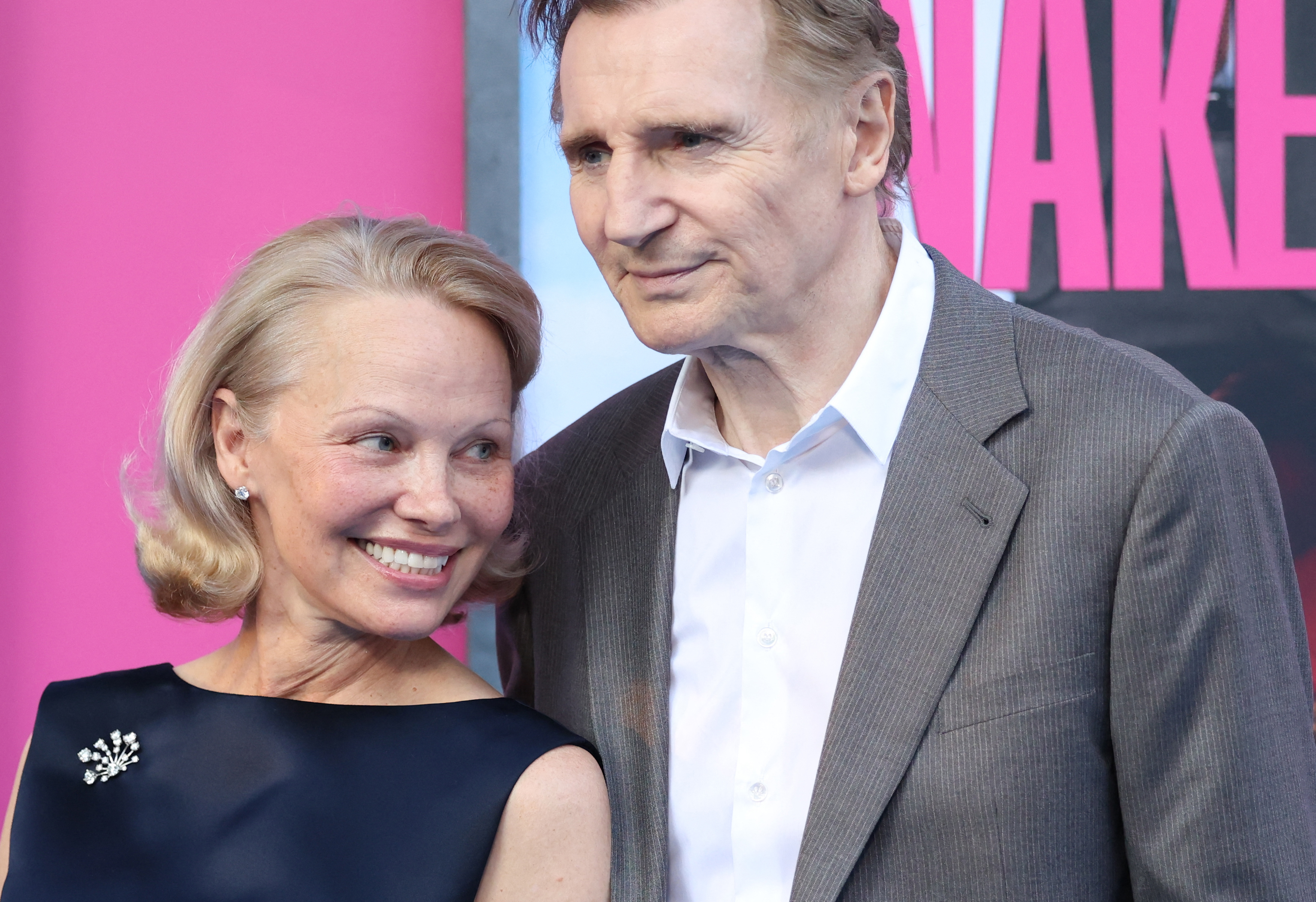 Pamela Anderson and Liam Neeson attend the US premiere of Paramount Pictures's "The Naked Gun" in New York City, on July 28, 2025 | Source: Getty Images