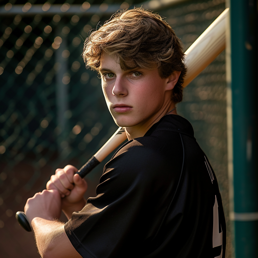 A teenage boy holding a baseball bat | Source: Midjourney