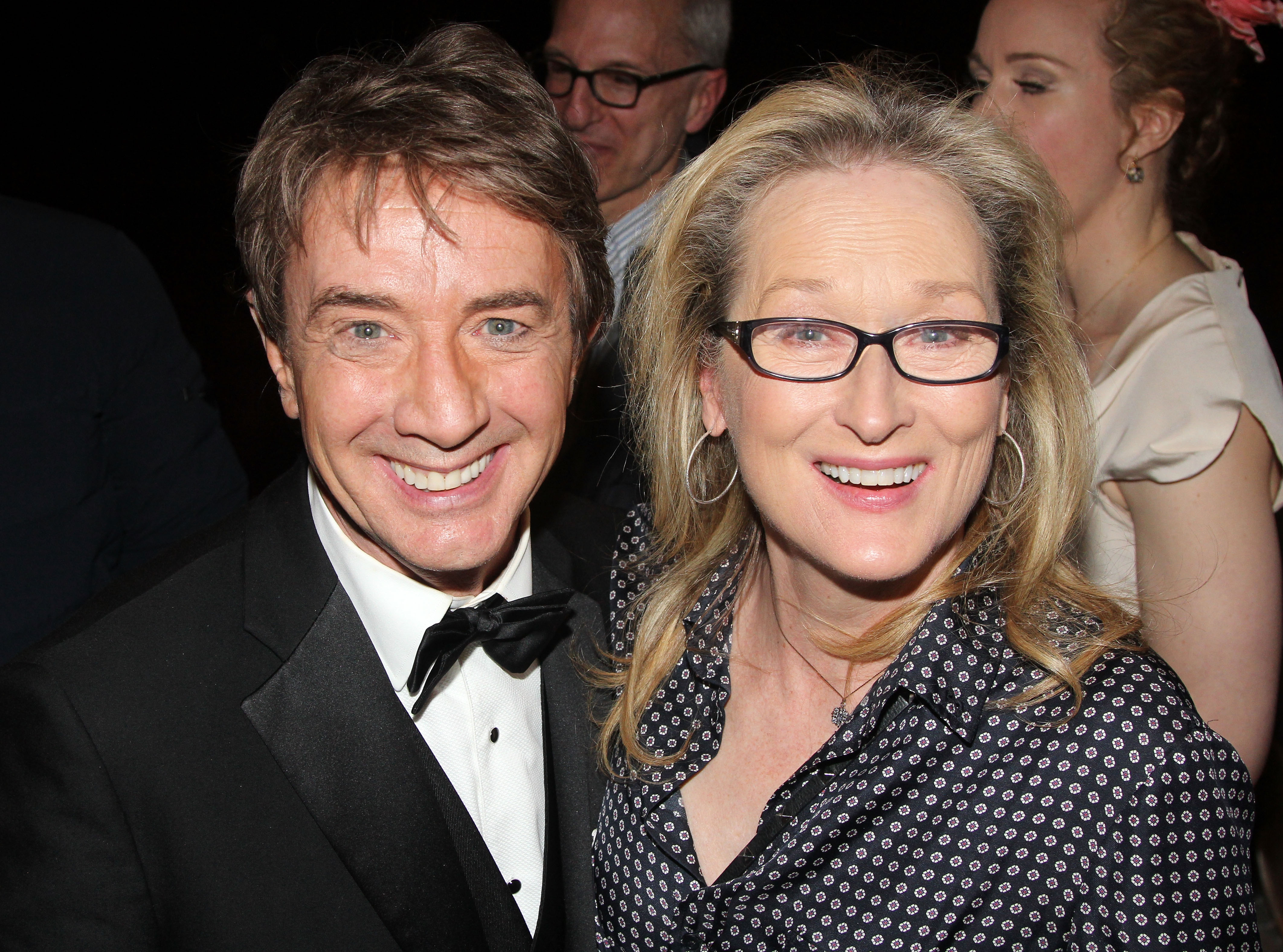Martin Short and Meryl Streep pose backstage at the hit play "It's Only a Play" on Broadway at The Jacobs Theater in New York City, on February 3, 2015. | Source: Getty Images