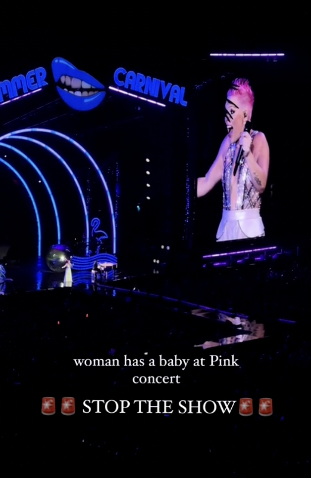 Pink during her concert when one of her fans went into labor. | Source: TikTok/smallzy