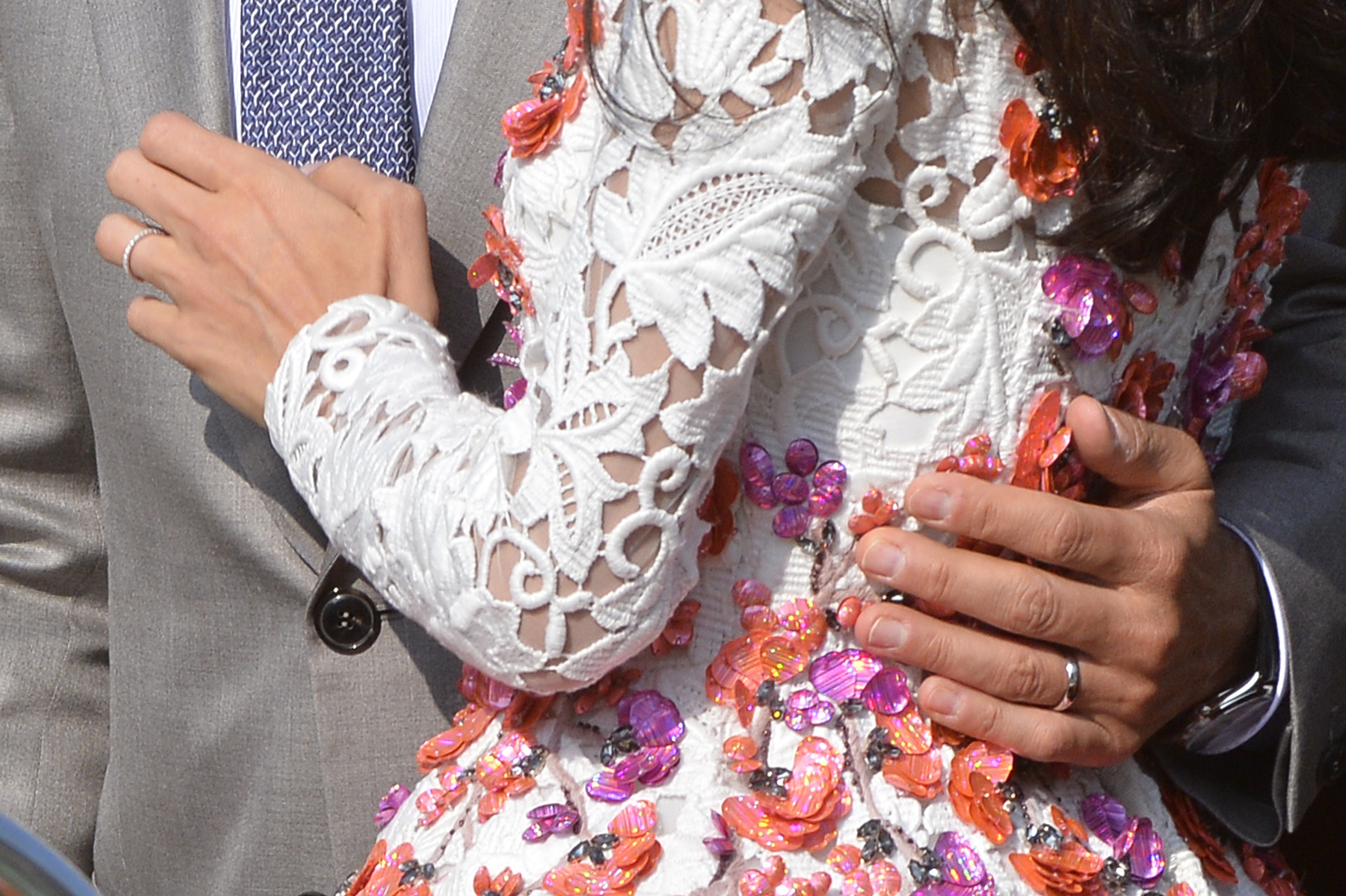 A close-up shot of George and Amal Clooney's wedding rings | Source: Getty Images