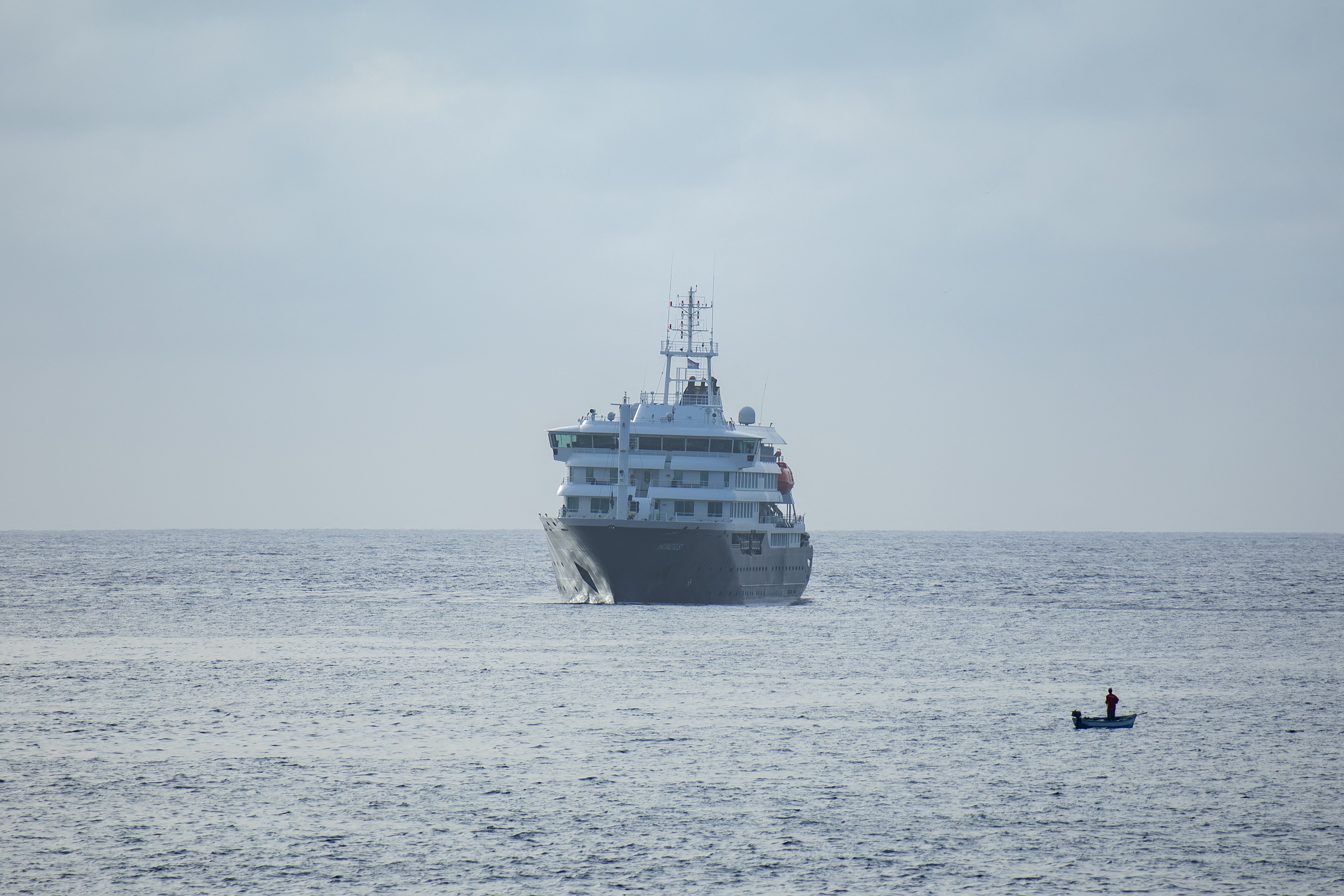 Cruise ship MV Hondius stationary off the port of Praia, the capital of Cape Verde, on May 5, 2026. | Source: Getty Images