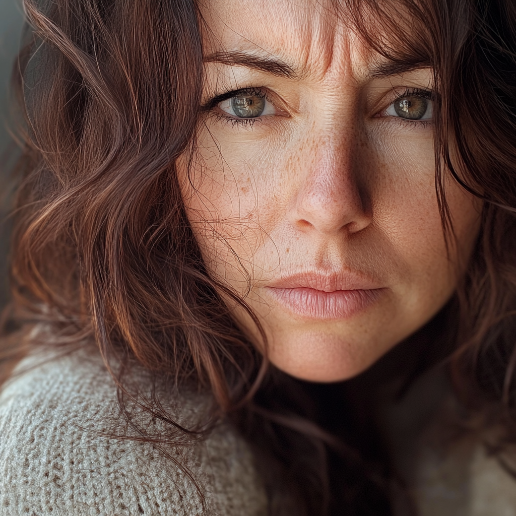 A close up of a frowning woman | Source: Midjourney