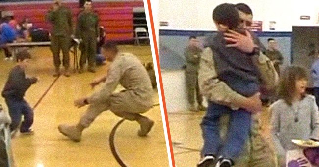 A marine is surprised by his son after being away from home for seven months | Photo: Youtube/CNN