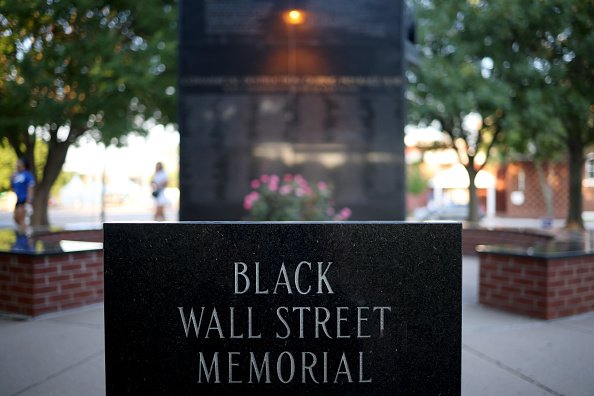 The Black Wall Street Massacre memorial is shown June 18, 2020 in Tulsa, Oklahoma. | Photo: Getty Images