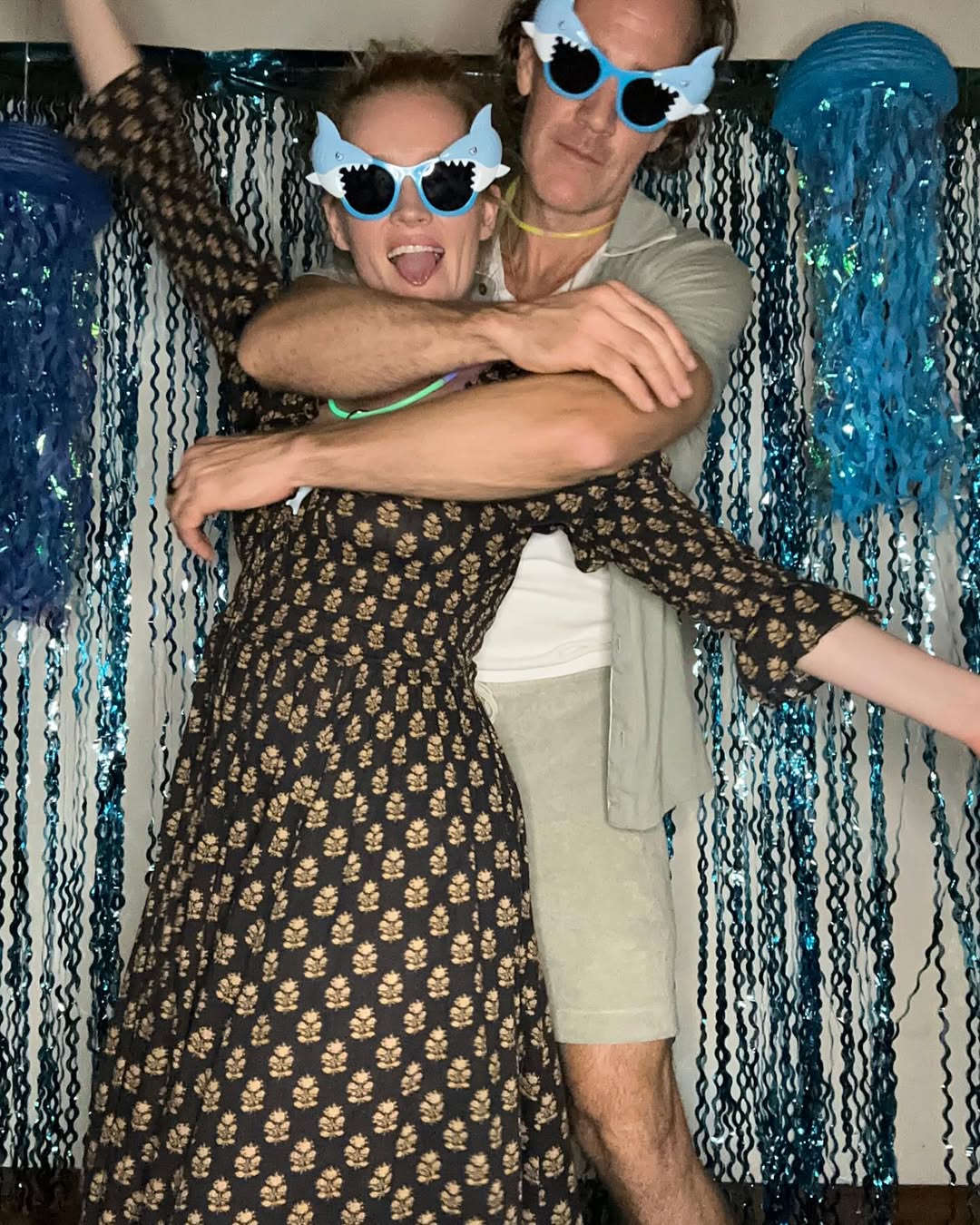 Kimberly and James Van Der Beek striking goofy poses in glasses, posted on October 13, 2024. | Source: Instagram/vanderkimberly