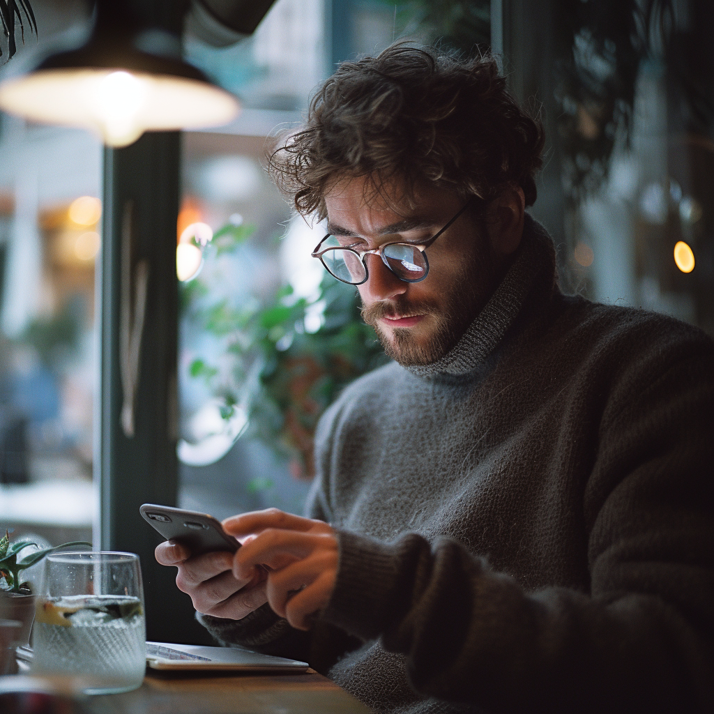 A man texting | Source: Midjourney