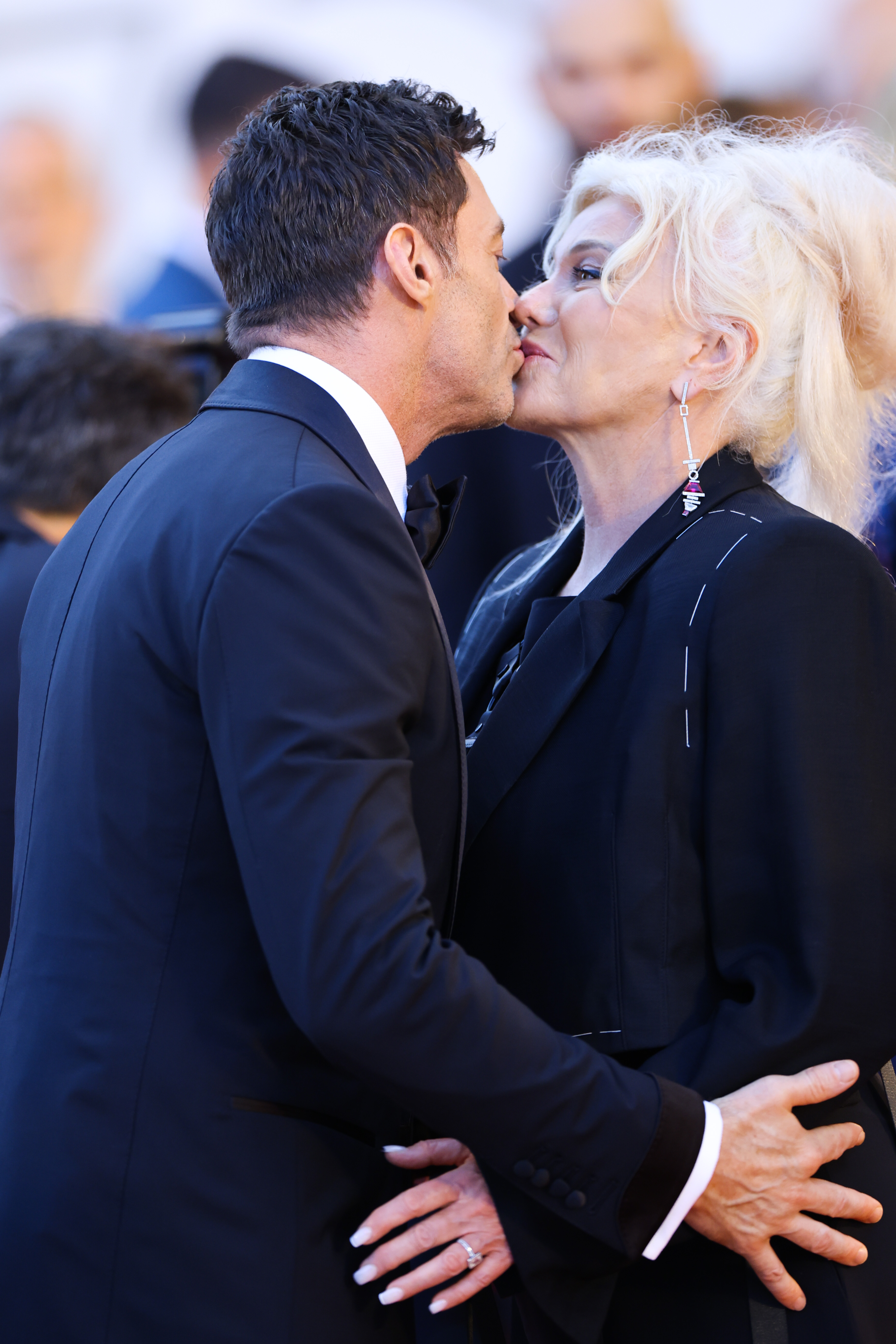 Hugh Jackman and Deborra-Lee Furness share a kiss at the premiere of "The Son" at the 79th Venice International Film Festival in Venice, 2022 | Source: Getty Images