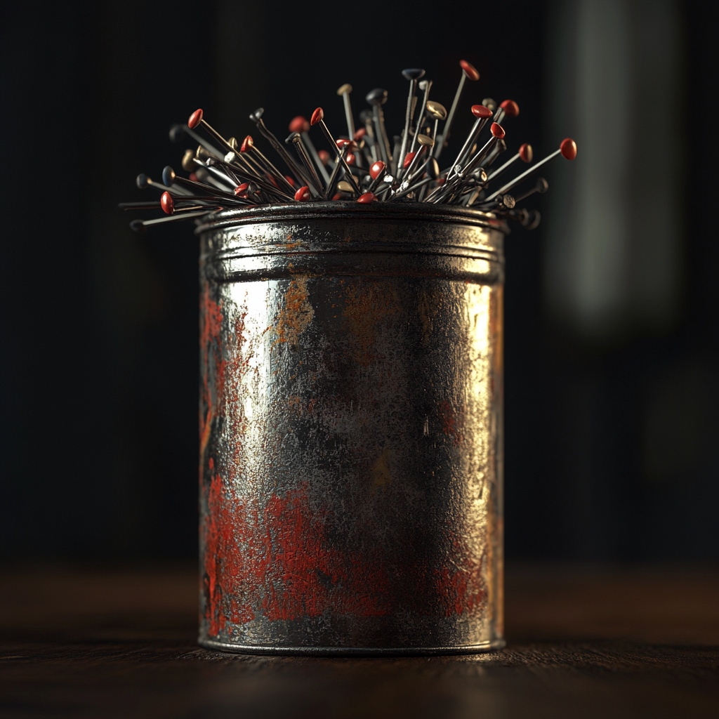 A canister full of tacks | Source: Midjourney