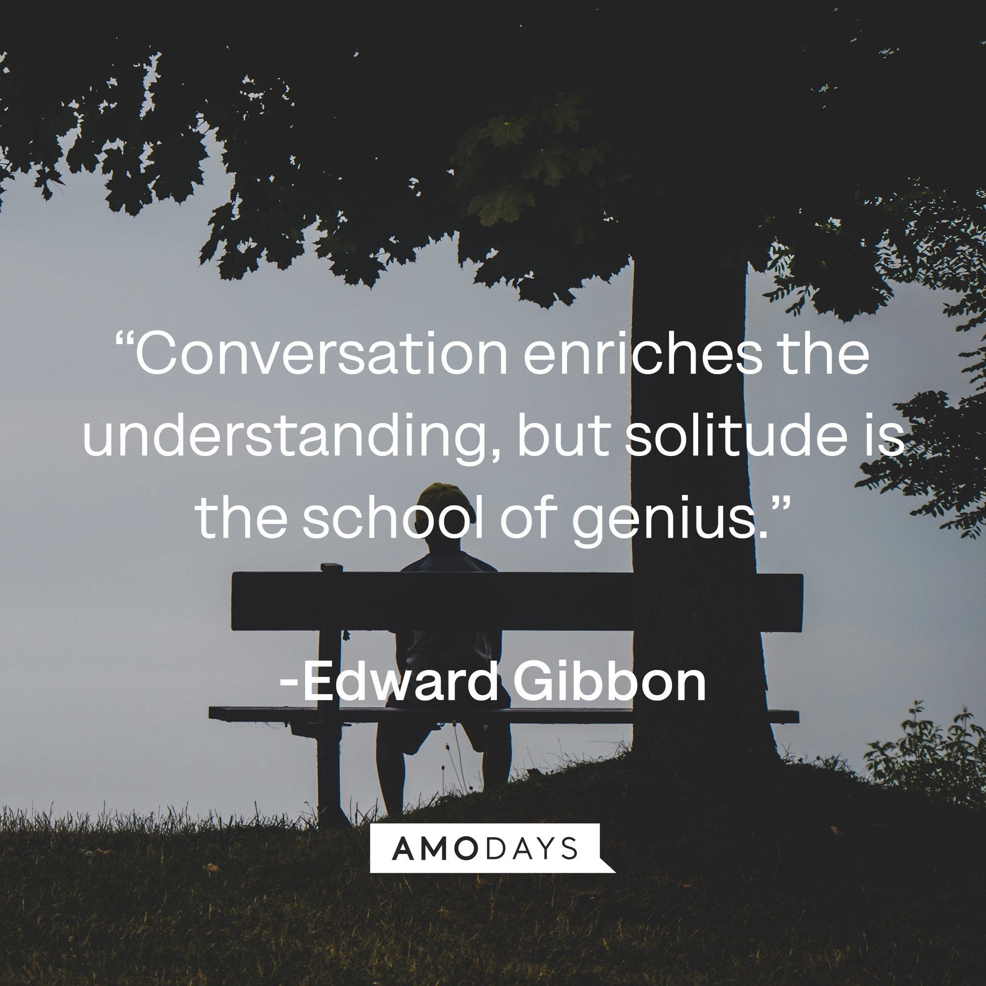 Edward Gibbon’s quote: “Conversation enriches the understanding, but solitude is the school of genius.” | Image: Amodays