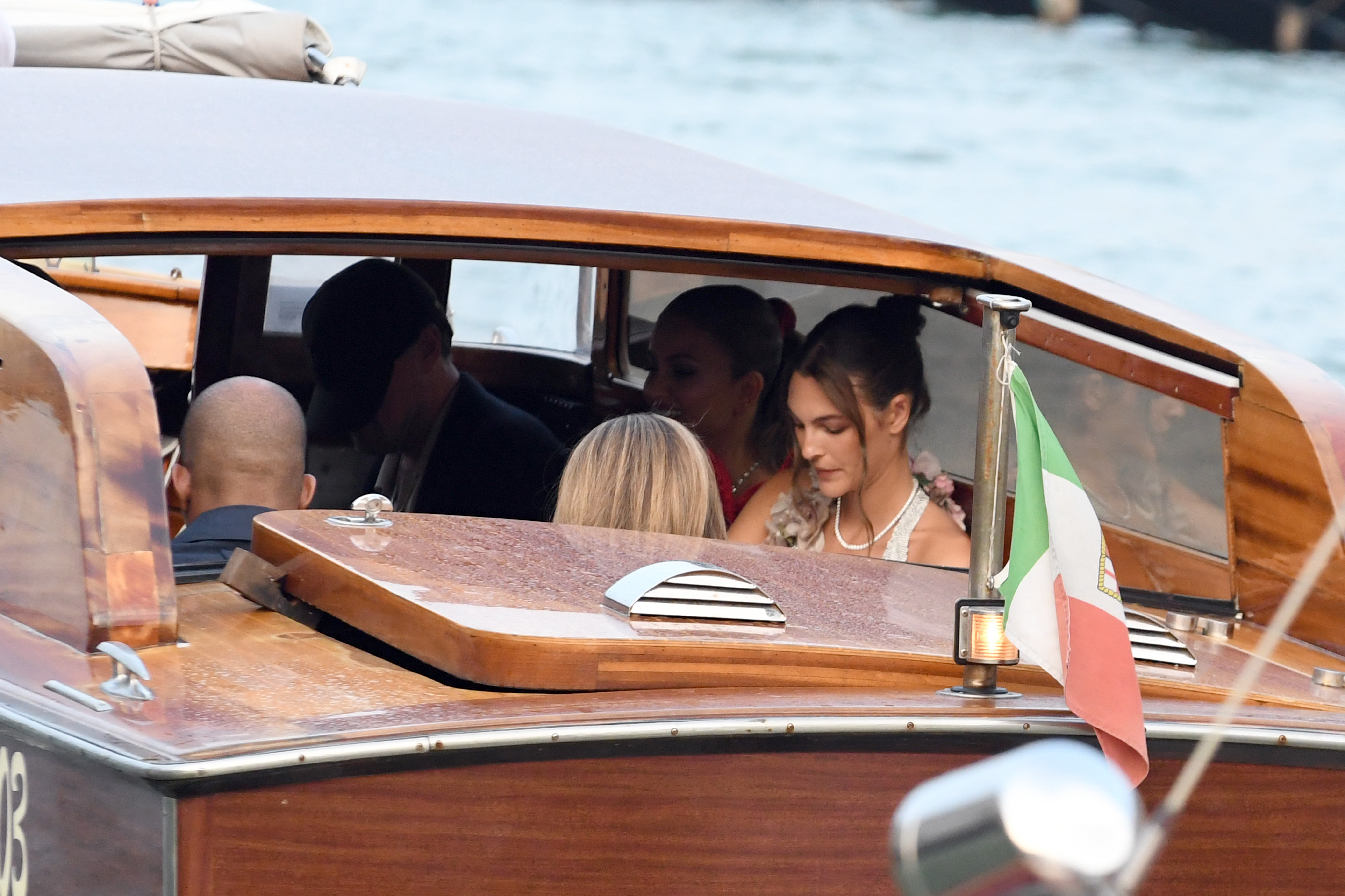 Leonardo Di Caprio and Vittoria Ceretti are seen ahead of the Bezos-Sanchez Wedding at Hotel Gritti in Venice, Italy on June 23, 2025 | Source: Getty Images